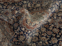 Persian Nain area rug in navy and cream, view 20 of 21
