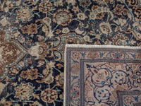 Persian Nain area rug in navy and cream, view 21 of 21