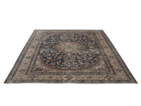 Persian Nain area rug in navy and cream, view 3 of 21