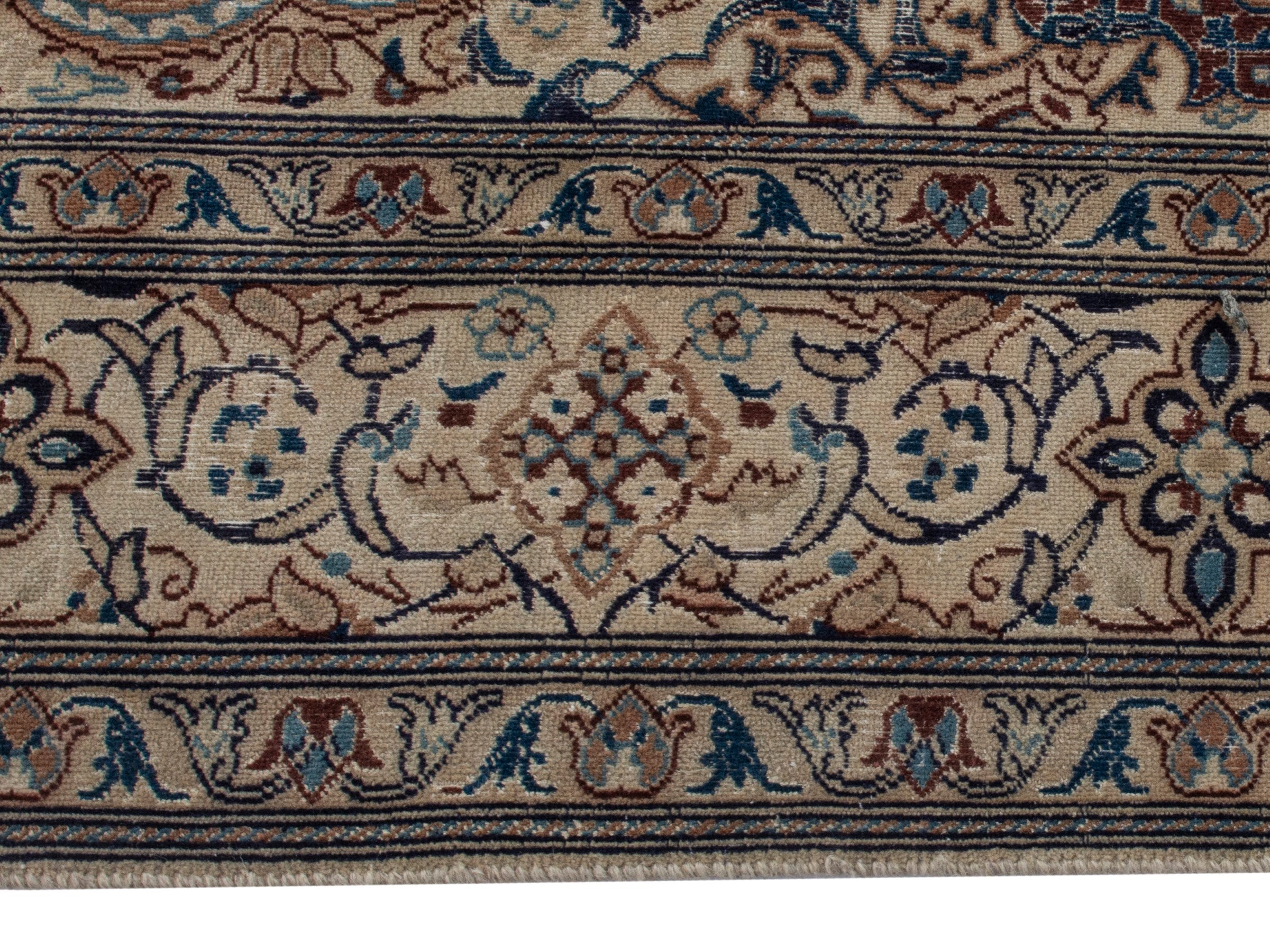 Persian Nain area rug in navy and cream, view 4 of 20