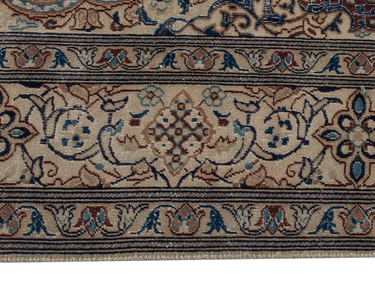 Persian Nain area rug in navy and cream, view 6 of 21