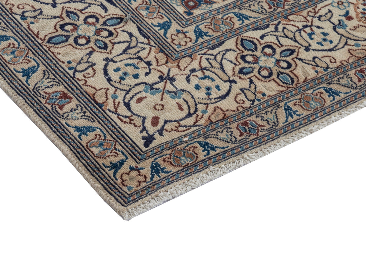 Persian Nain area rug in navy and cream, view 7 of 21