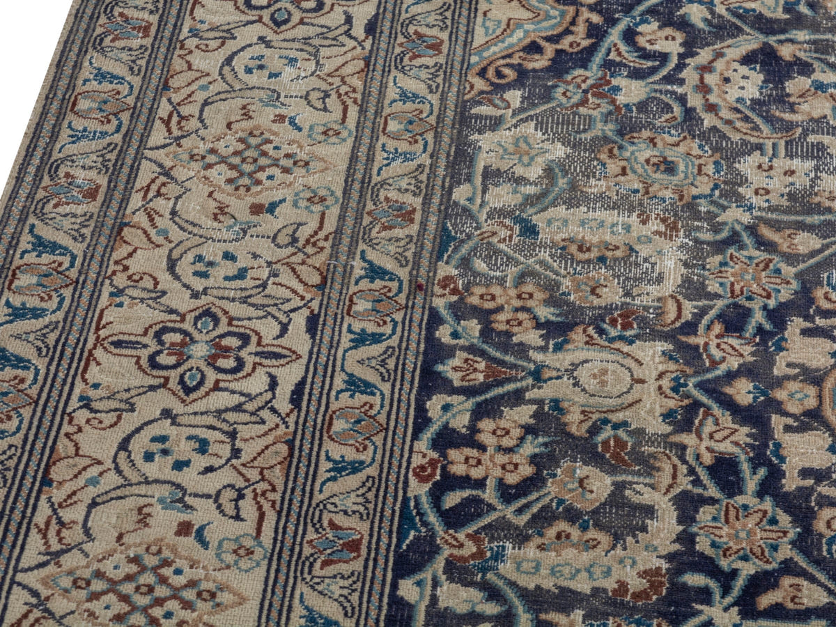 Persian Nain area rug in navy and cream, view 8 of 21