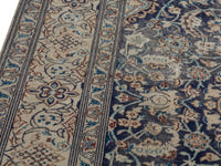 Persian Nain area rug in navy and cream, view 8 of 21