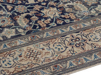 Persian Nain area rug in navy and cream, view 9 of 21