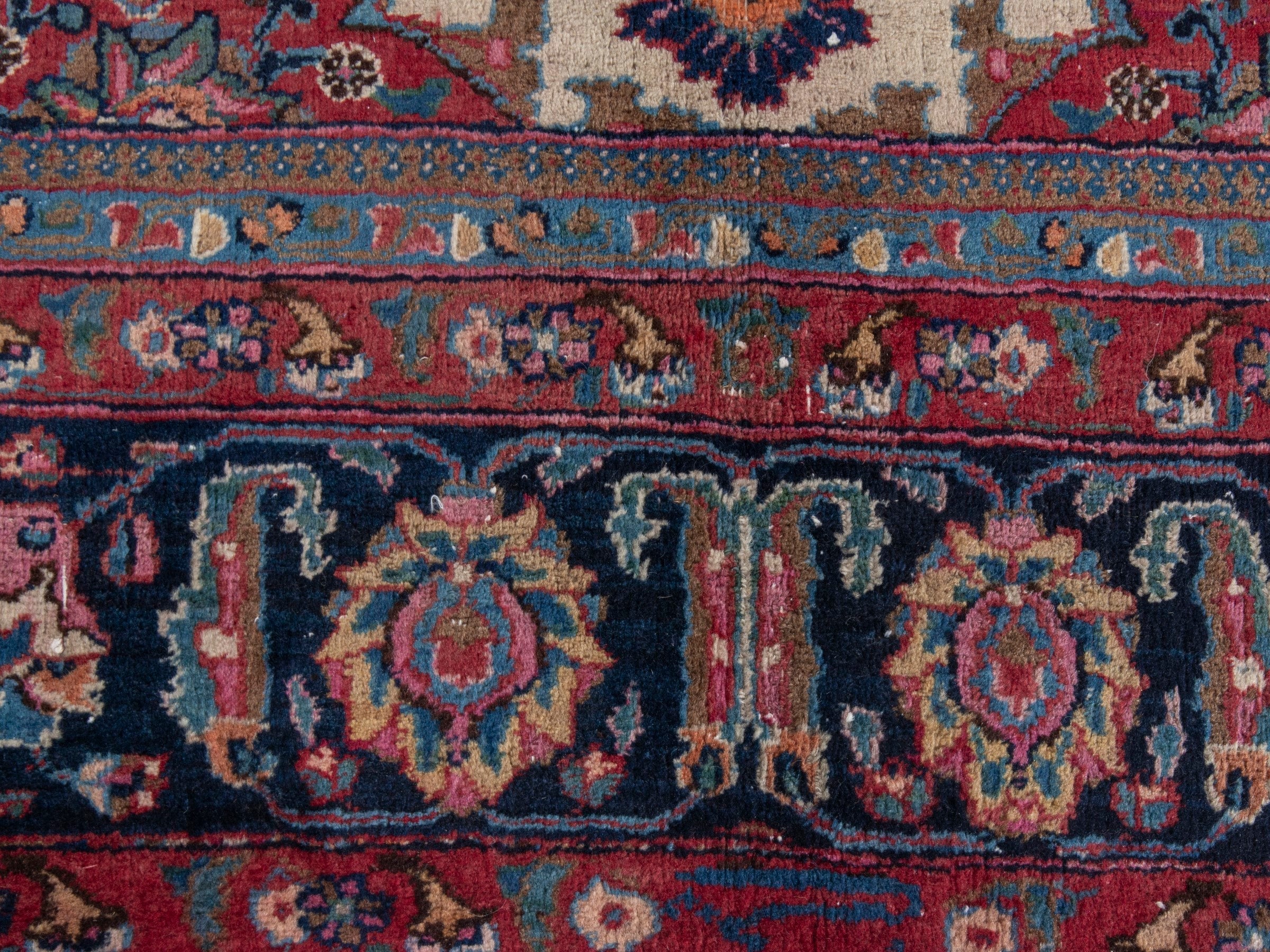 Persian Mashhad oversized rug in cream and burgundy, view 11 of 21