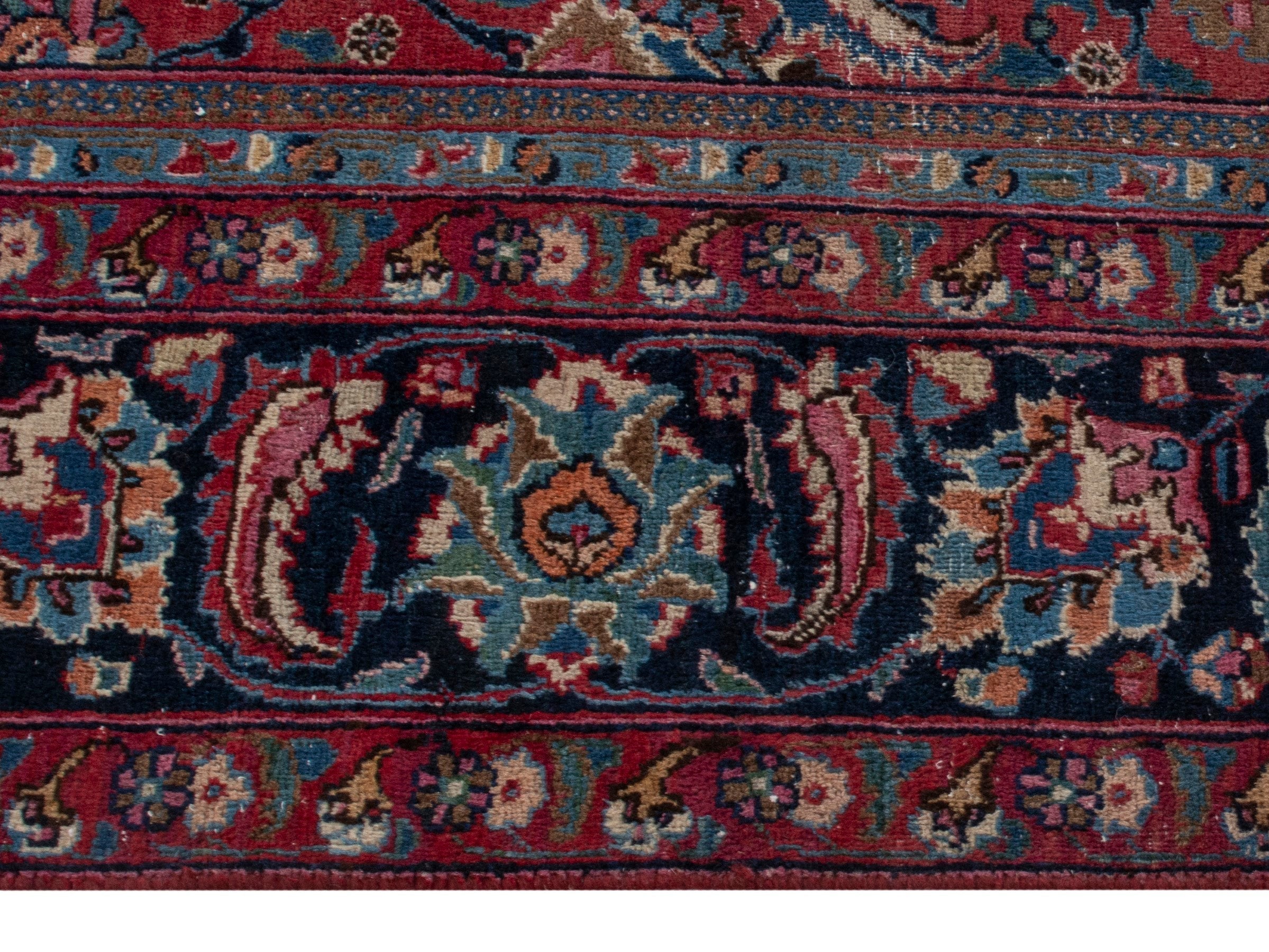 Persian Mashhad oversized rug in cream and burgundy, view 10 of 21