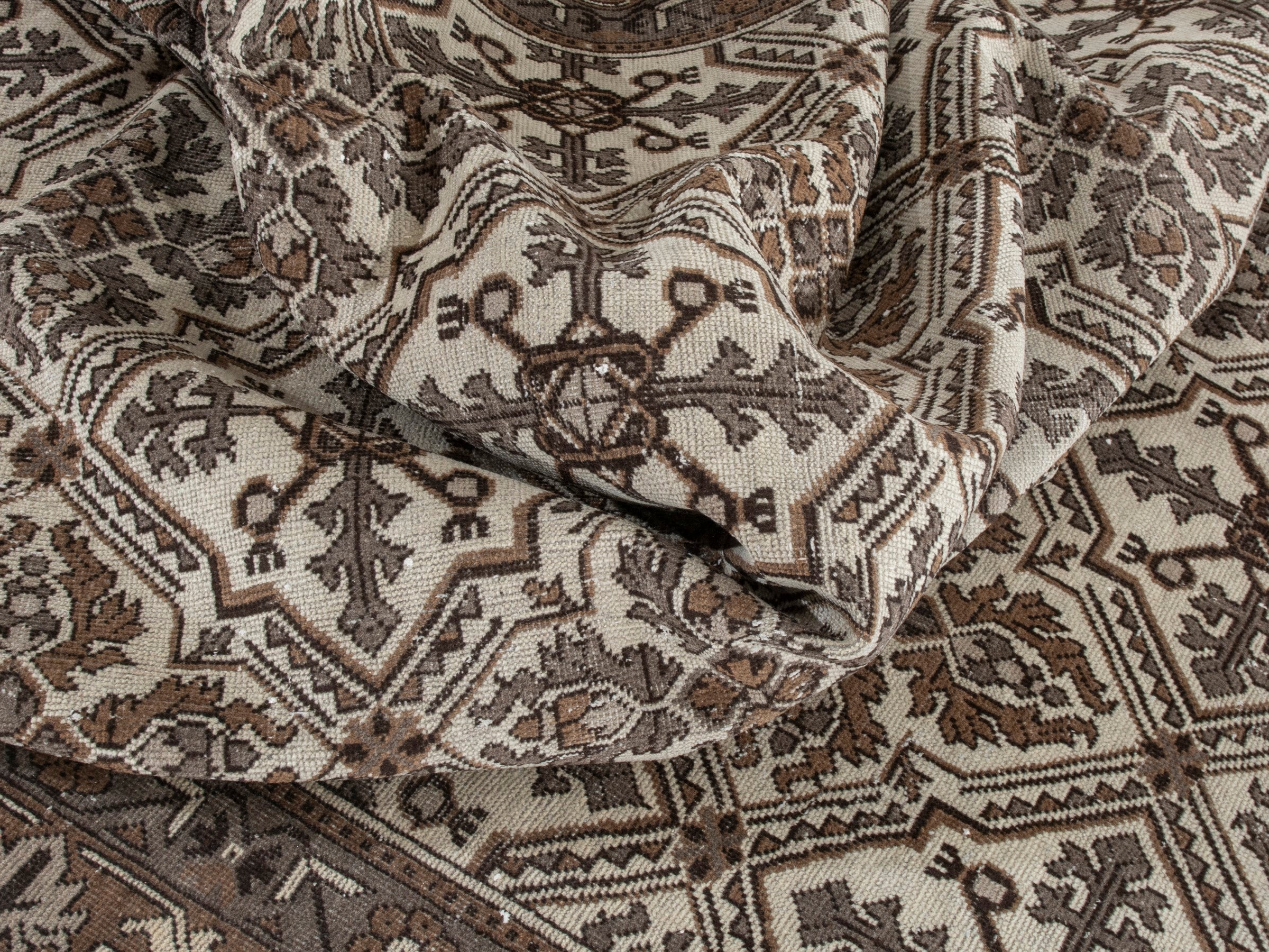 Persian Ferdos oversized rug in cream and dark brown, view 17 of 21