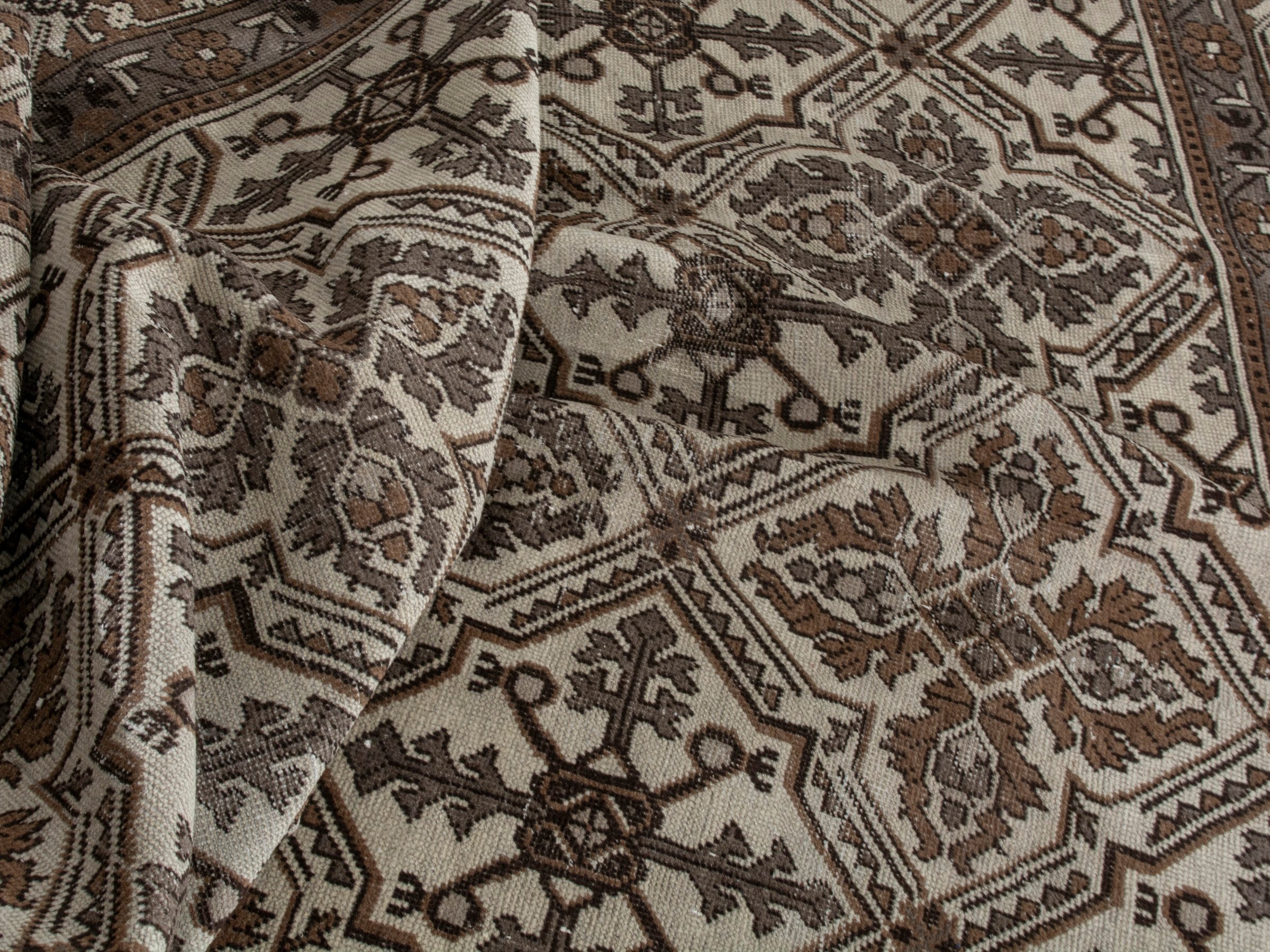 Persian Ferdos oversized rug in cream and dark brown, view 18 of 21