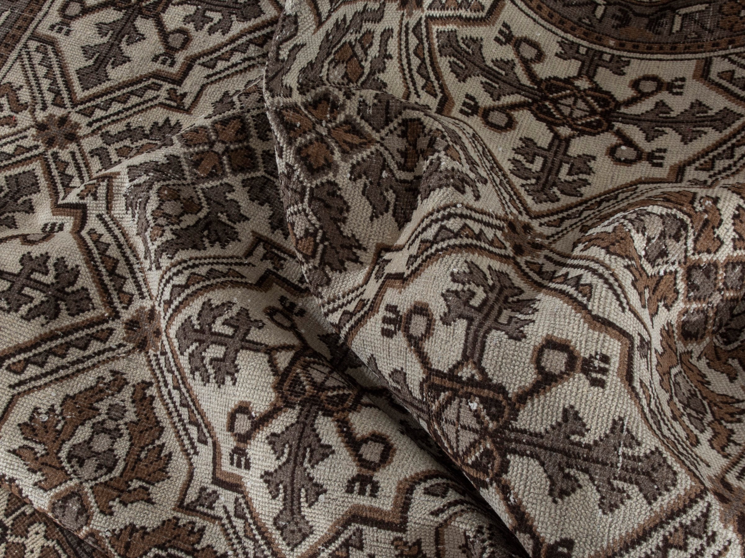 Persian Ferdos oversized rug in cream and dark brown, view 19 of 21