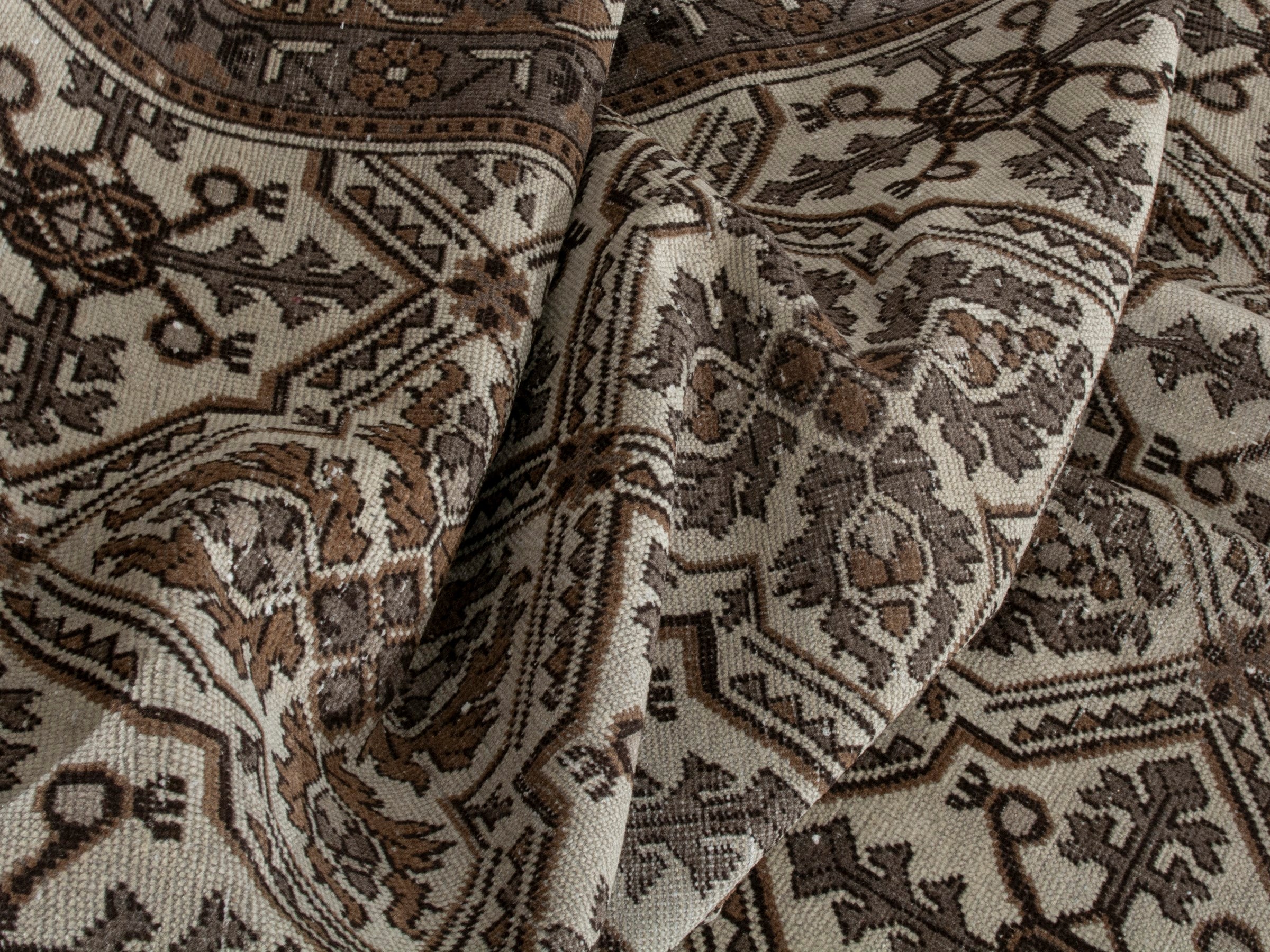 Persian Ferdos oversized rug in cream and dark brown, view 20 of 21