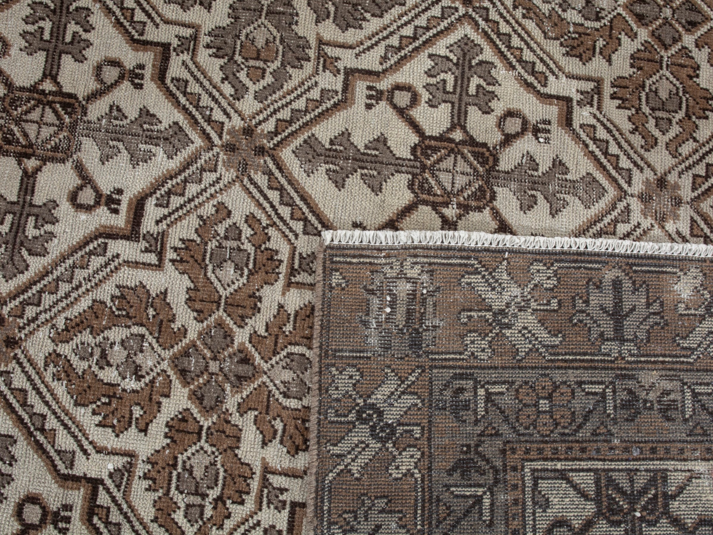 Persian Ferdos oversized rug in cream and dark brown, view 21 of 21