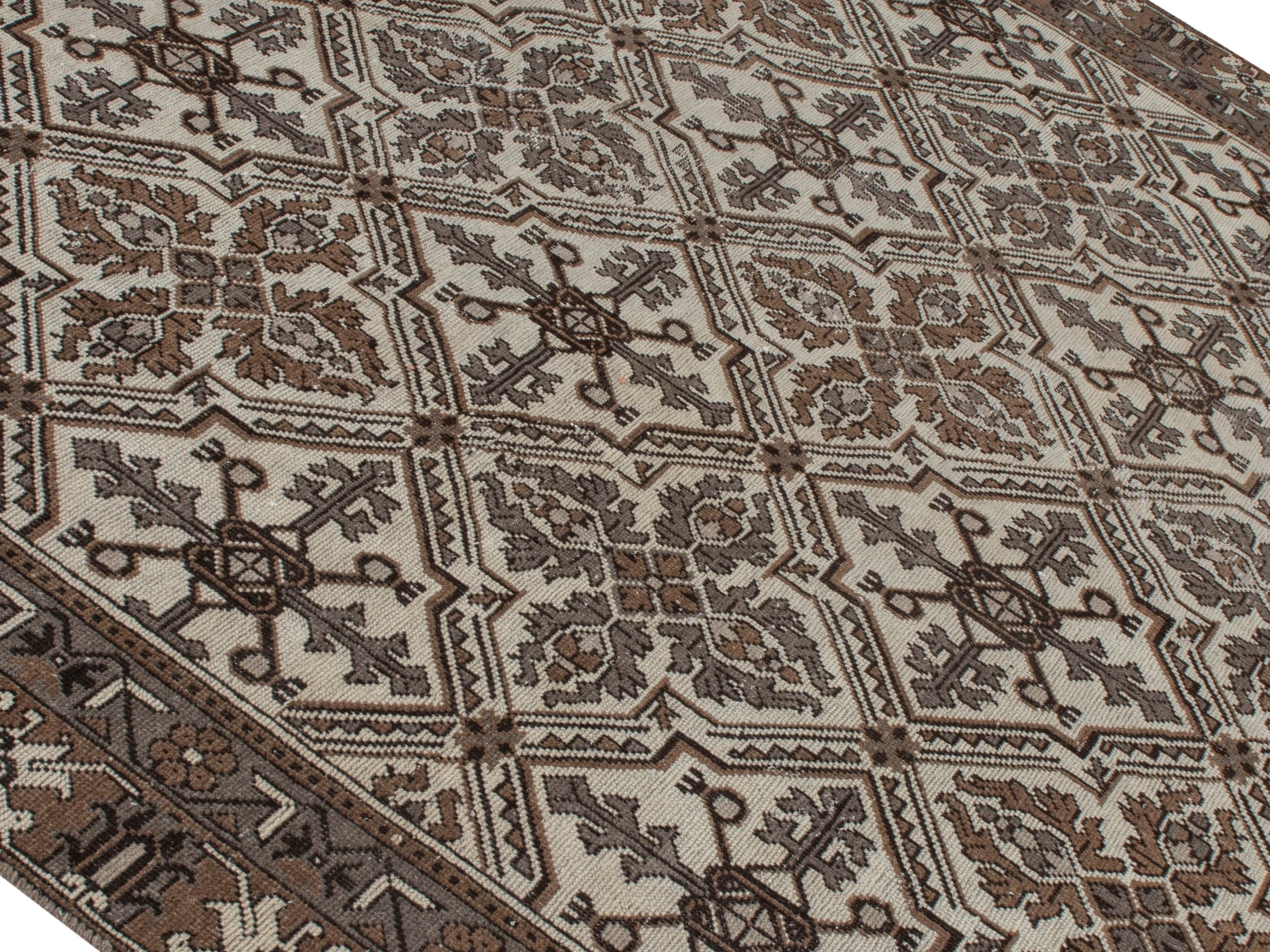 Persian Ferdos oversized rug in cream and dark brown, view 4 of 21