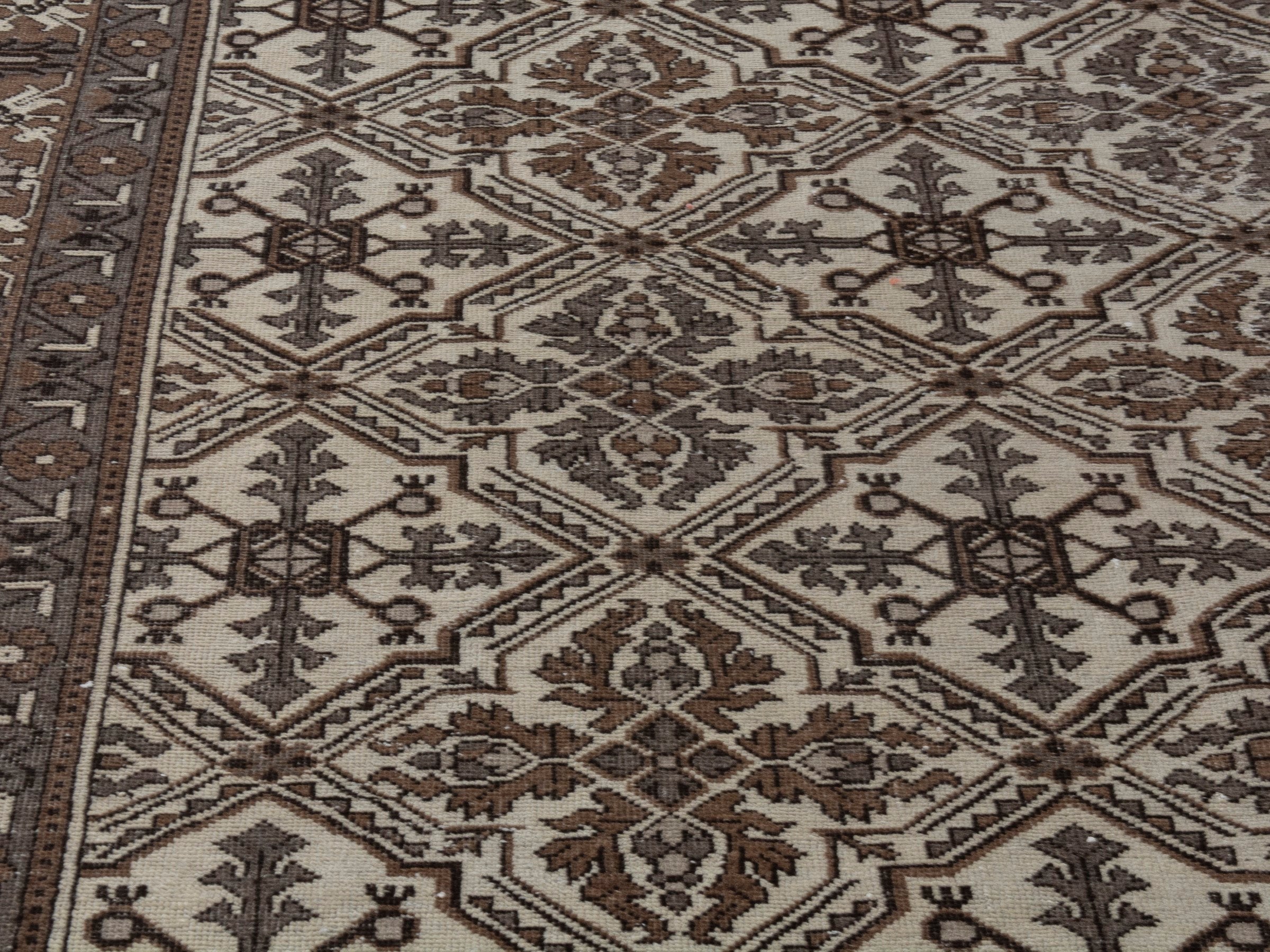Persian Ferdos oversized rug in cream and dark brown, view 9 of 21