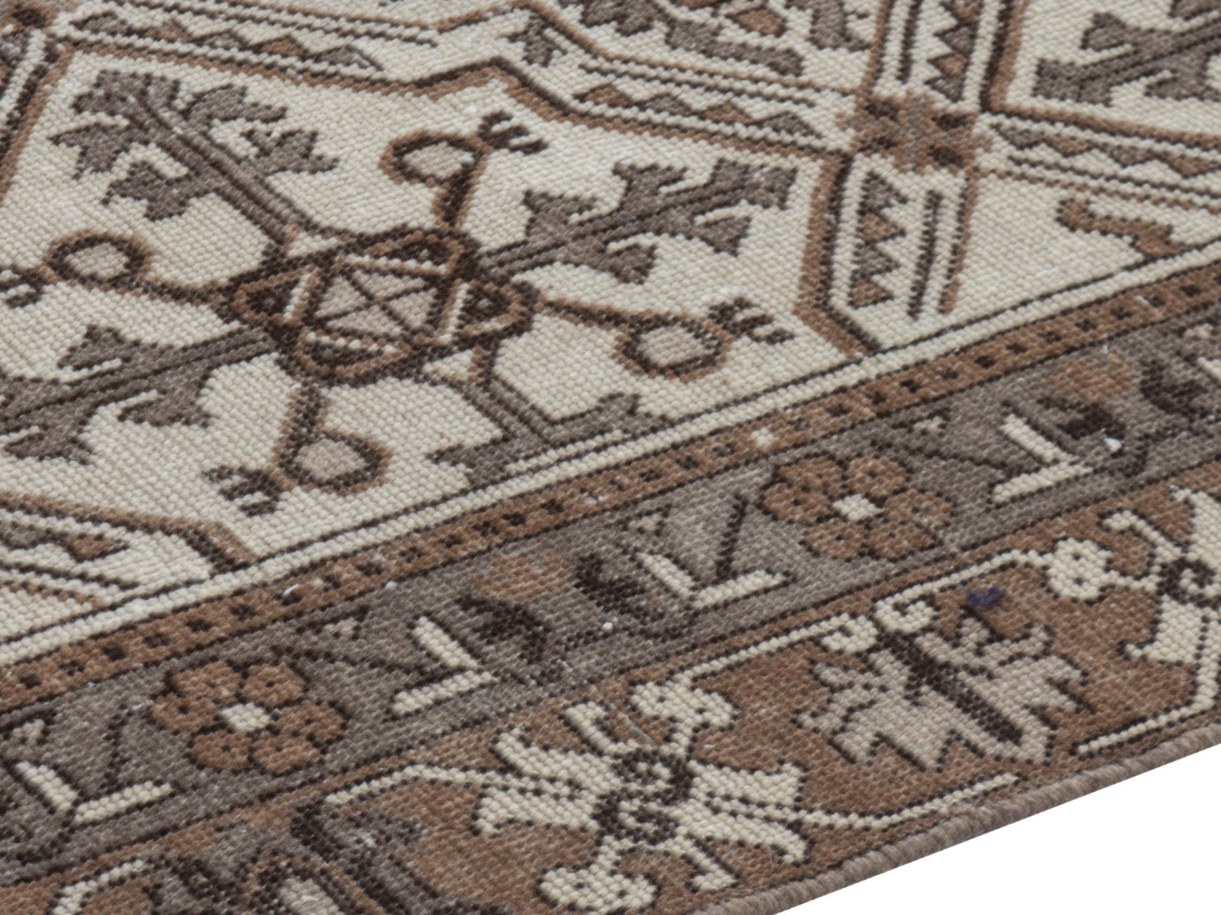 Persian Ferdos oversized rug in cream and dark brown, view 6 of 21