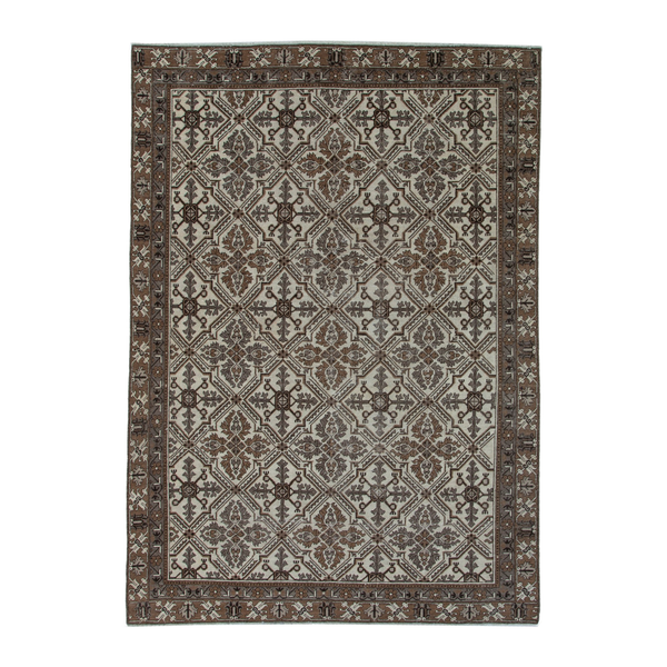 Persian Ferdos oversized rug in cream and dark brown, 7'10" x 10'11"