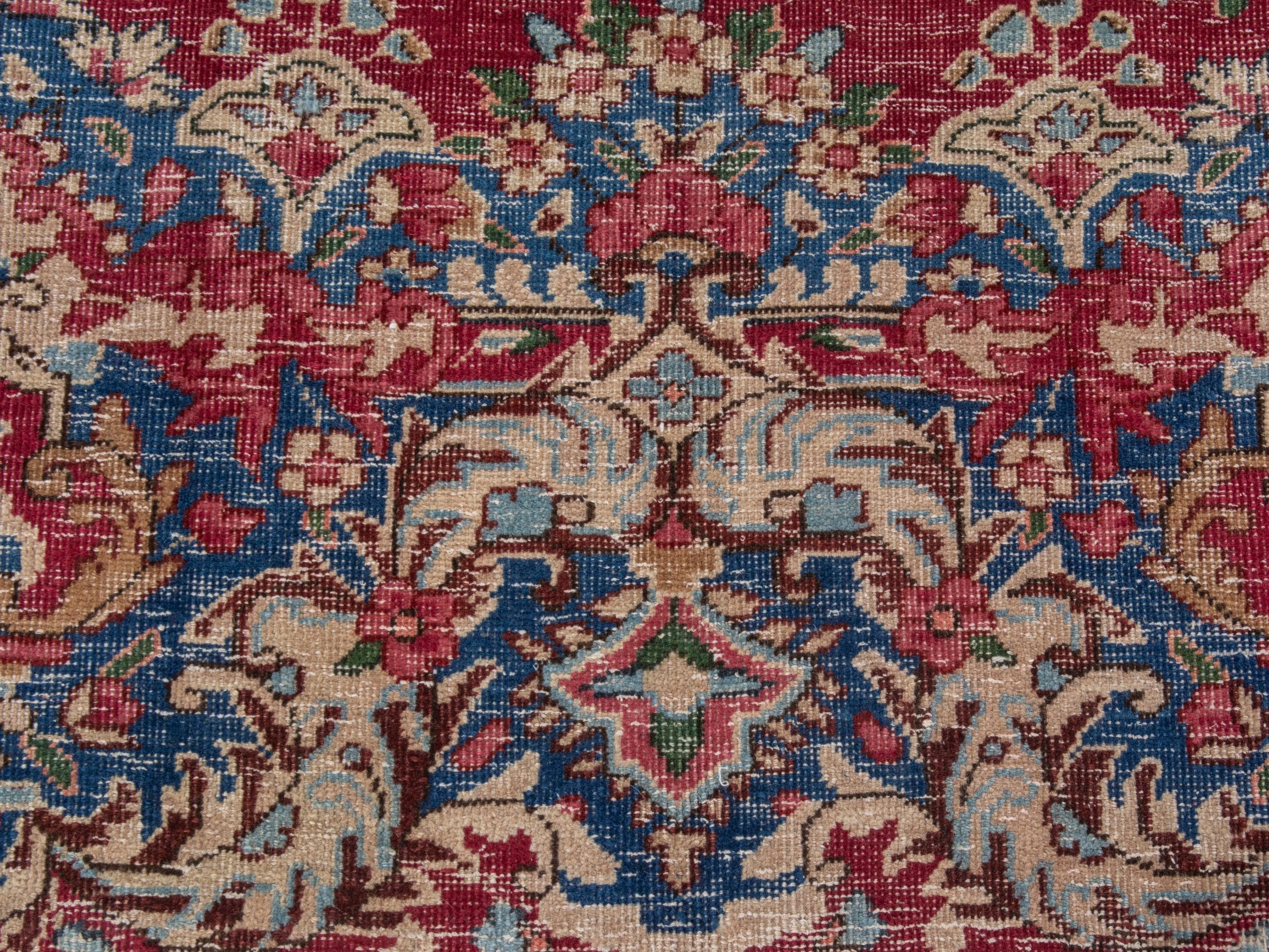 Persian Kerman area rug in burgundy and navy, view 11 of 20