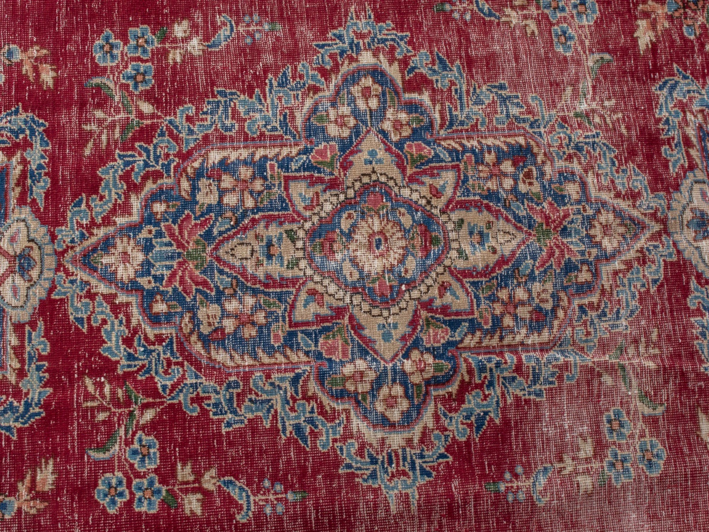 Persian Kerman area rug in burgundy and navy, view 13 of 20
