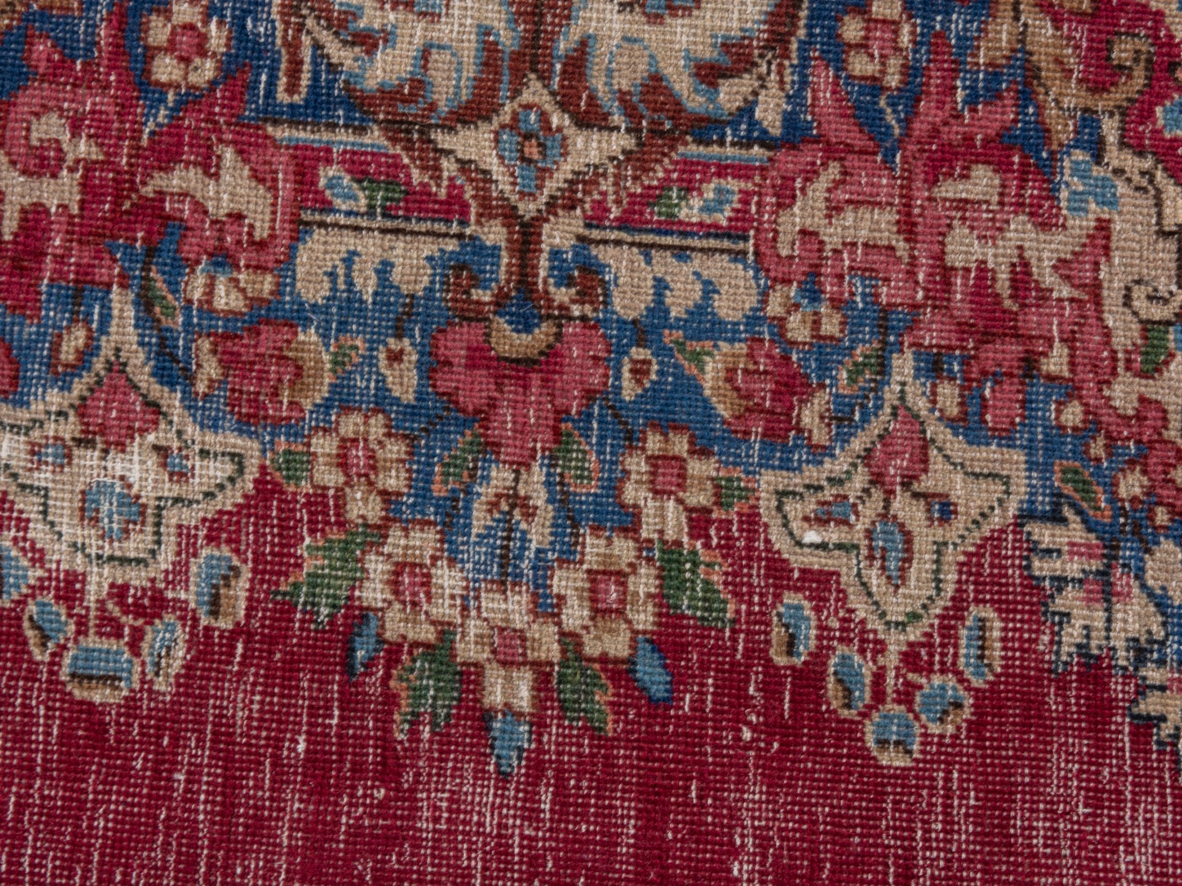 Persian Kerman area rug in burgundy and navy, view 14 of 20