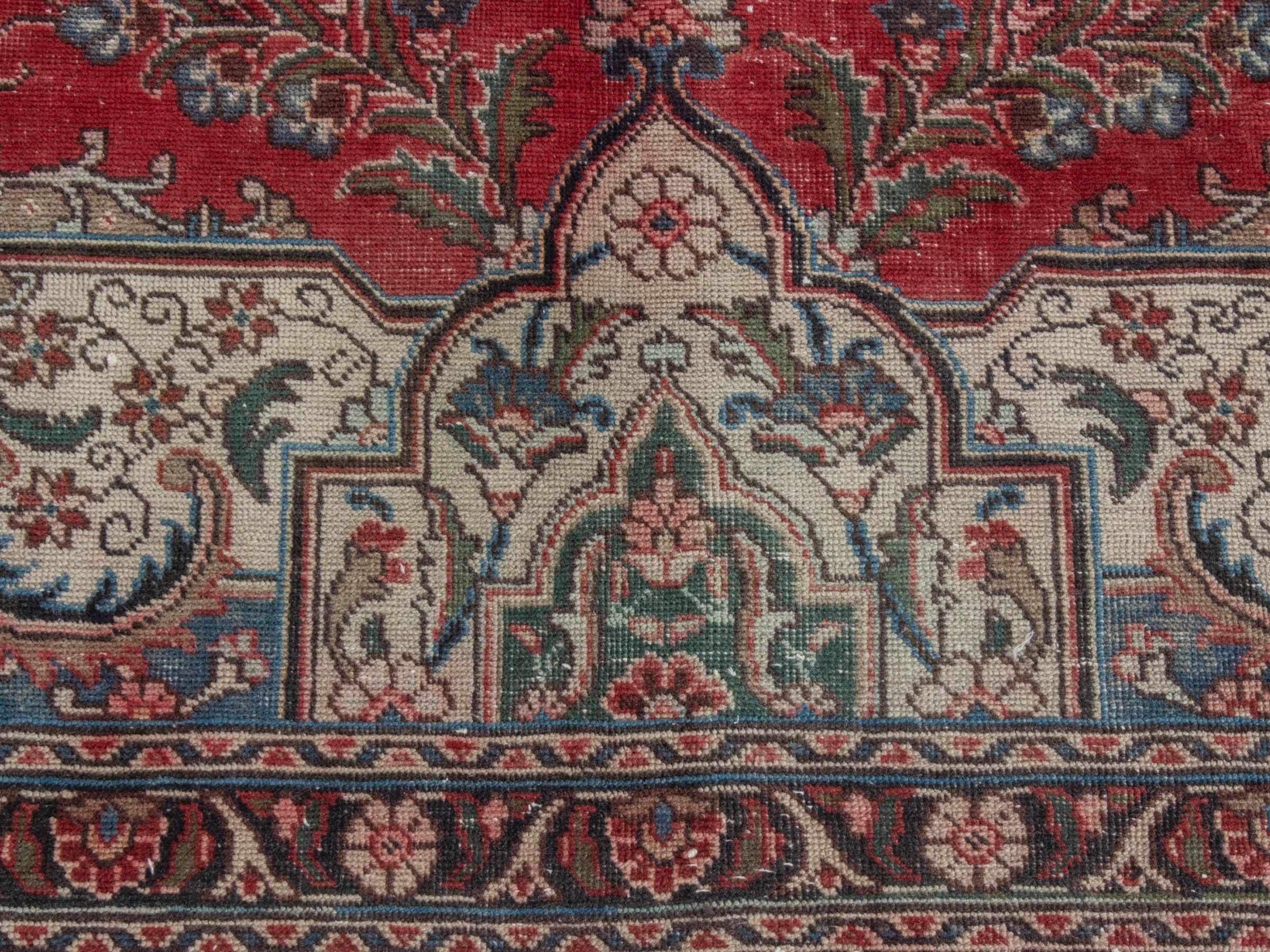 Persian Tabriz oversized rug in deep red and cream, view 11 of 22
