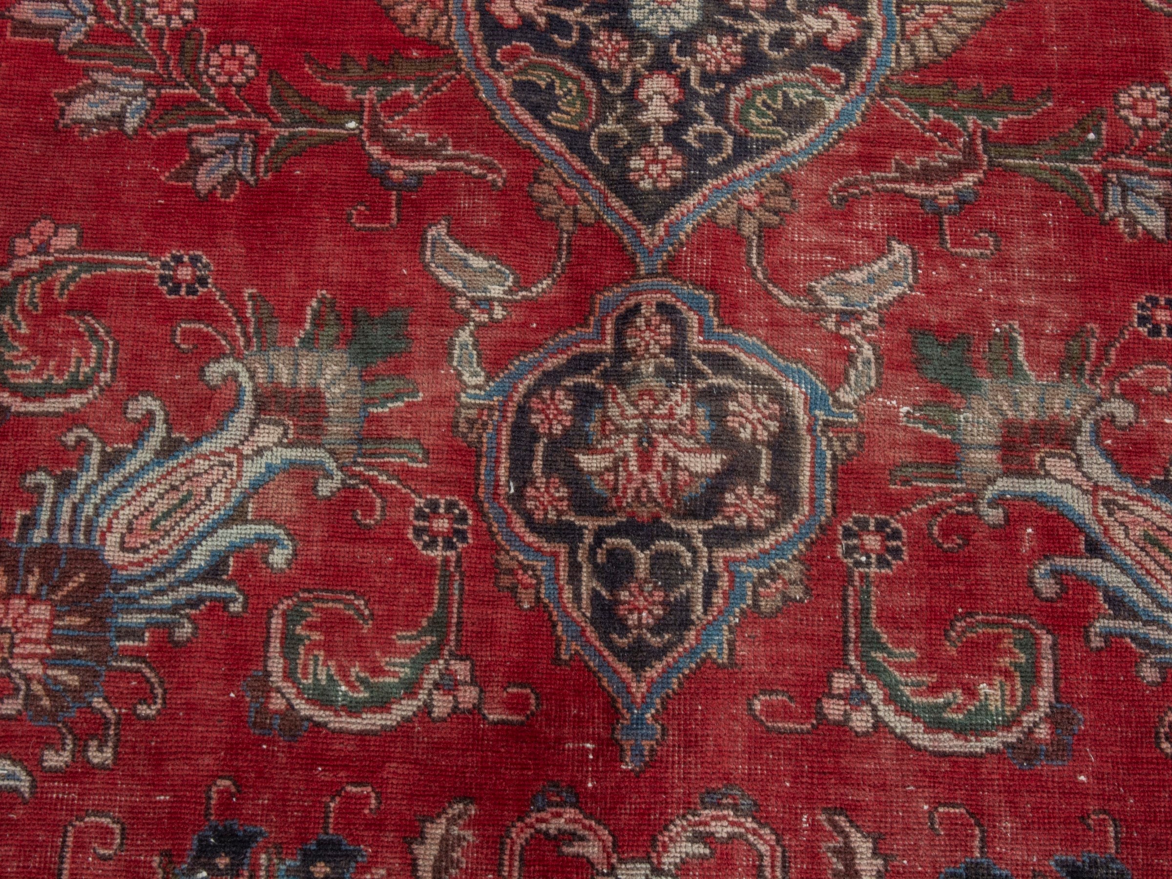 Persian Tabriz oversized rug in deep red and cream, view 12 of 22