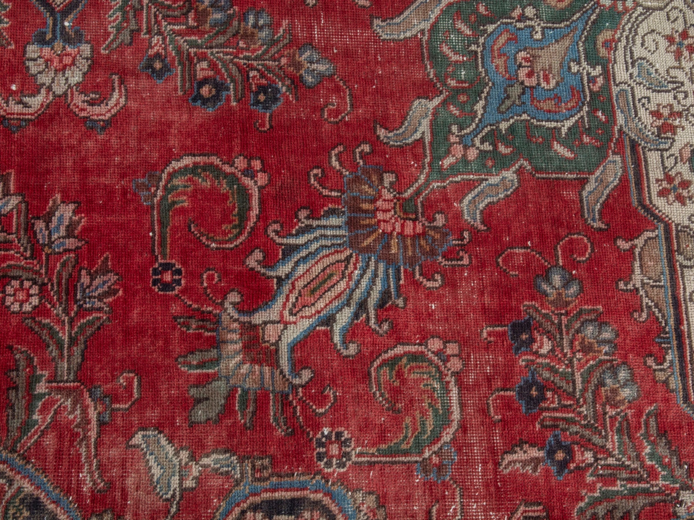 Persian Tabriz oversized rug in deep red and cream, view 15 of 22