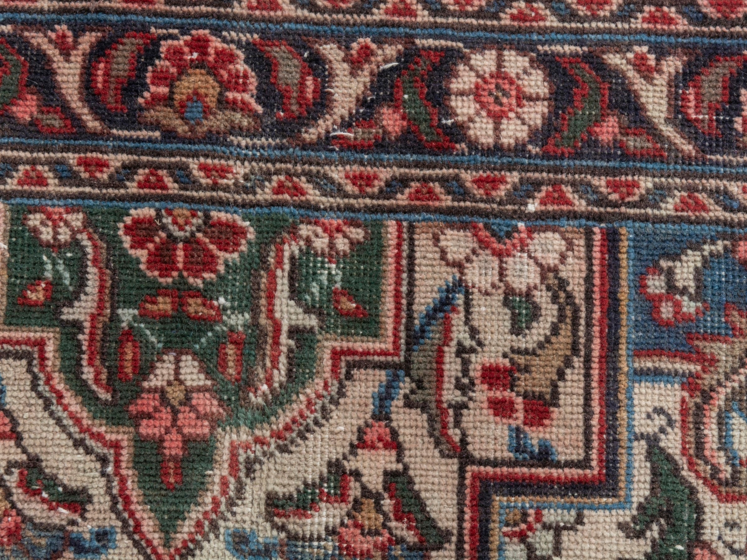 Persian Tabriz oversized rug in deep red and cream, view 16 of 22