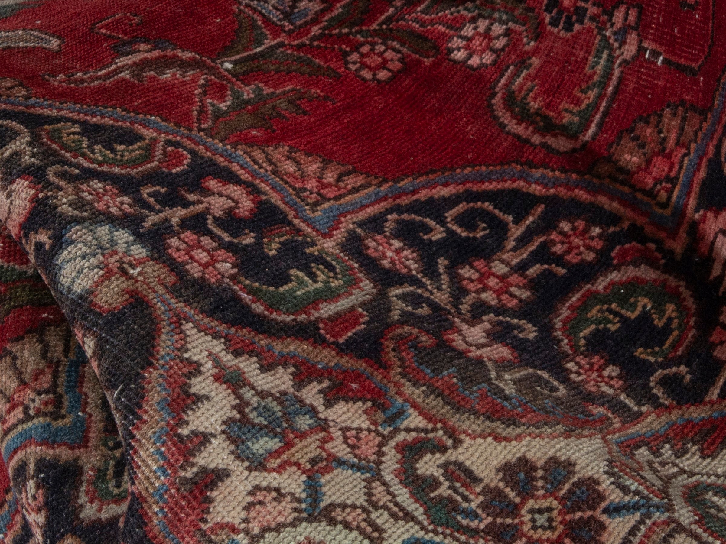 Persian Tabriz oversized rug in deep red and cream, view 19 of 22
