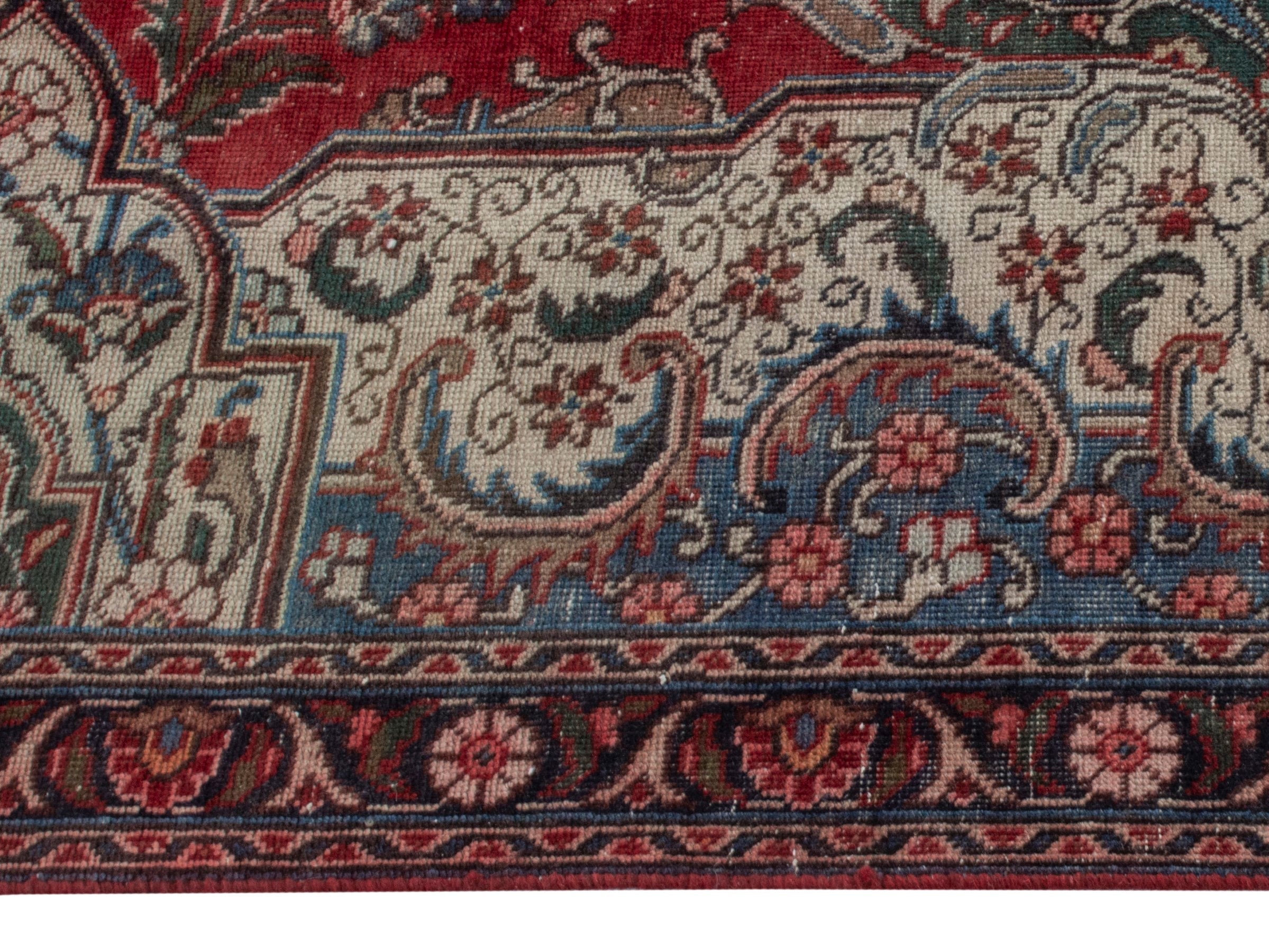 Persian Tabriz oversized rug in deep red and cream, view 10 of 22
