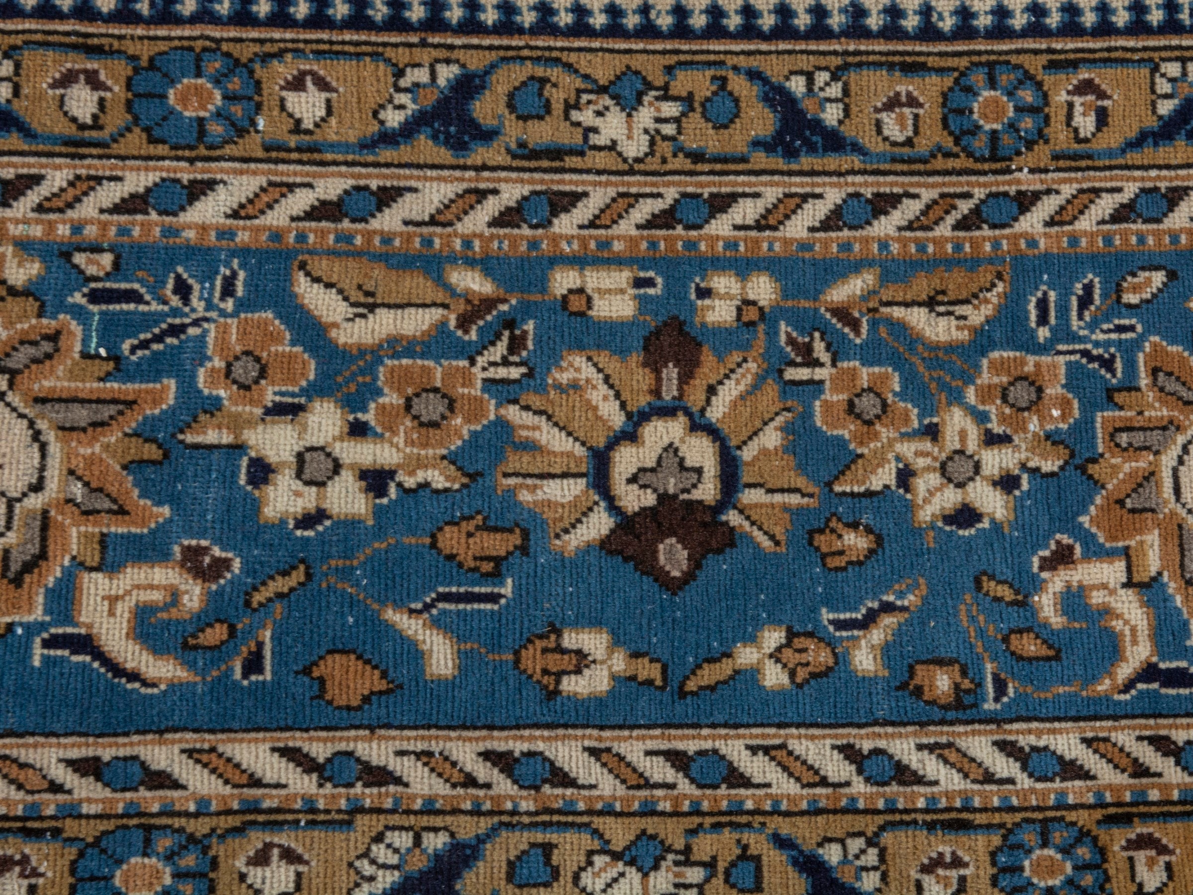 Persian Qom oversized rug in navy and cream, view 15 of 22