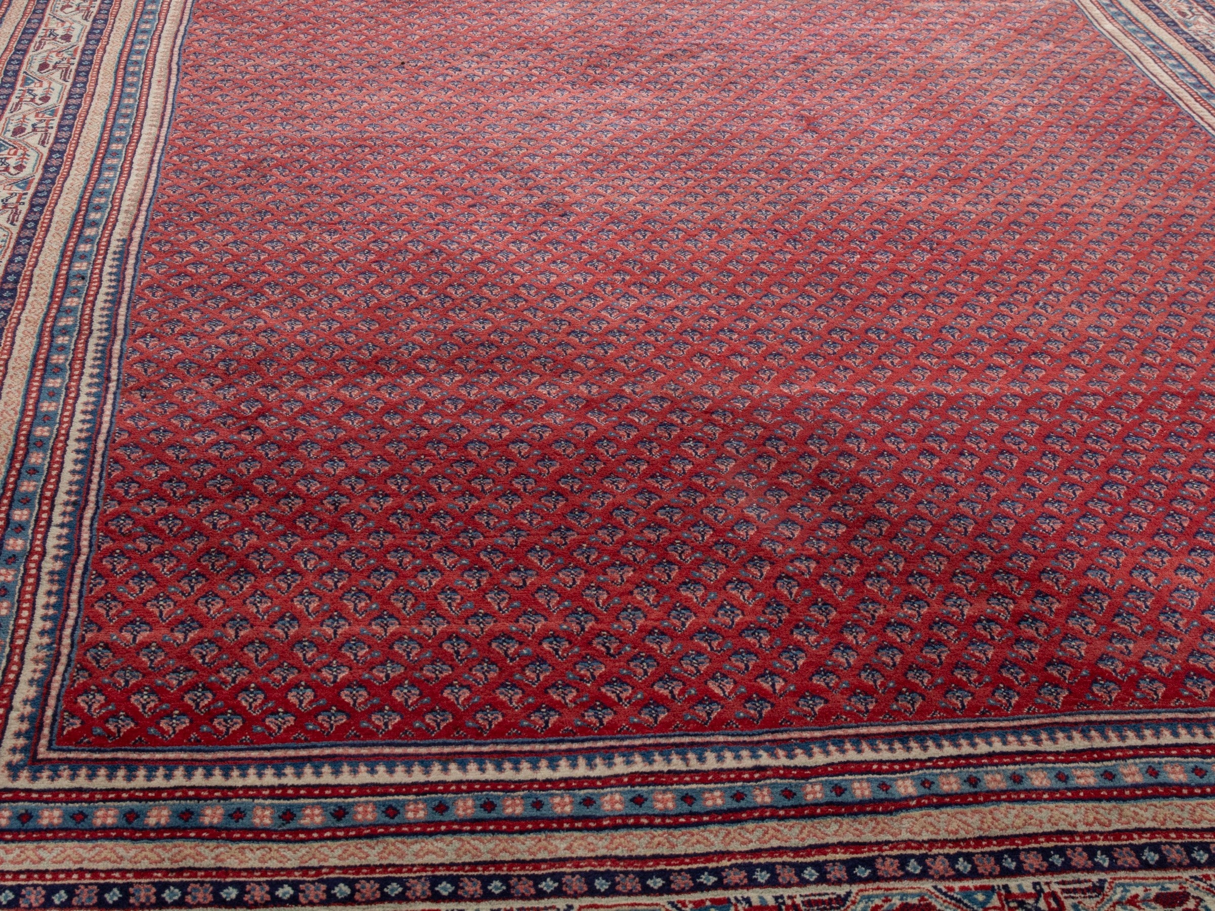 Persian Botteh oversized rug in burgundy and navy, view 8 of 23
