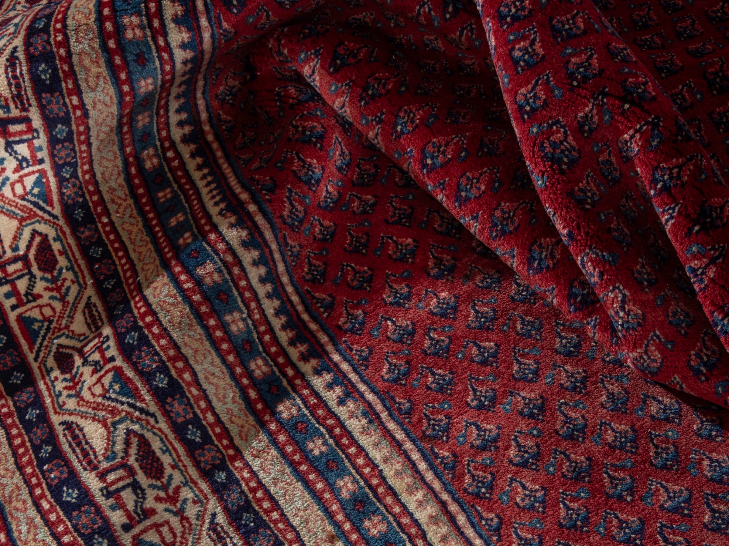 Persian Botteh oversized rug in burgundy and navy, view 20 of 23