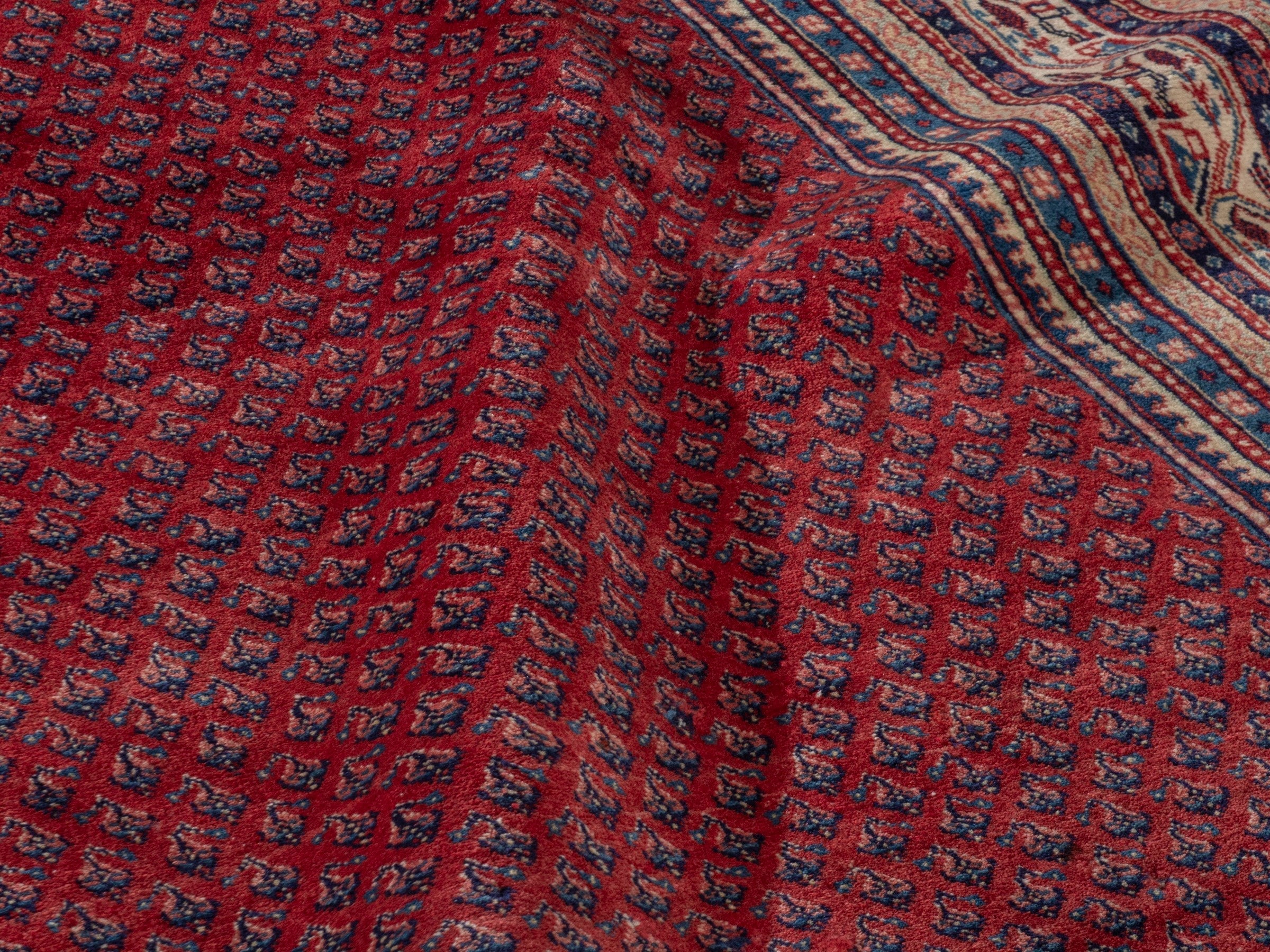 Persian Botteh oversized rug in burgundy and navy, view 22 of 23
