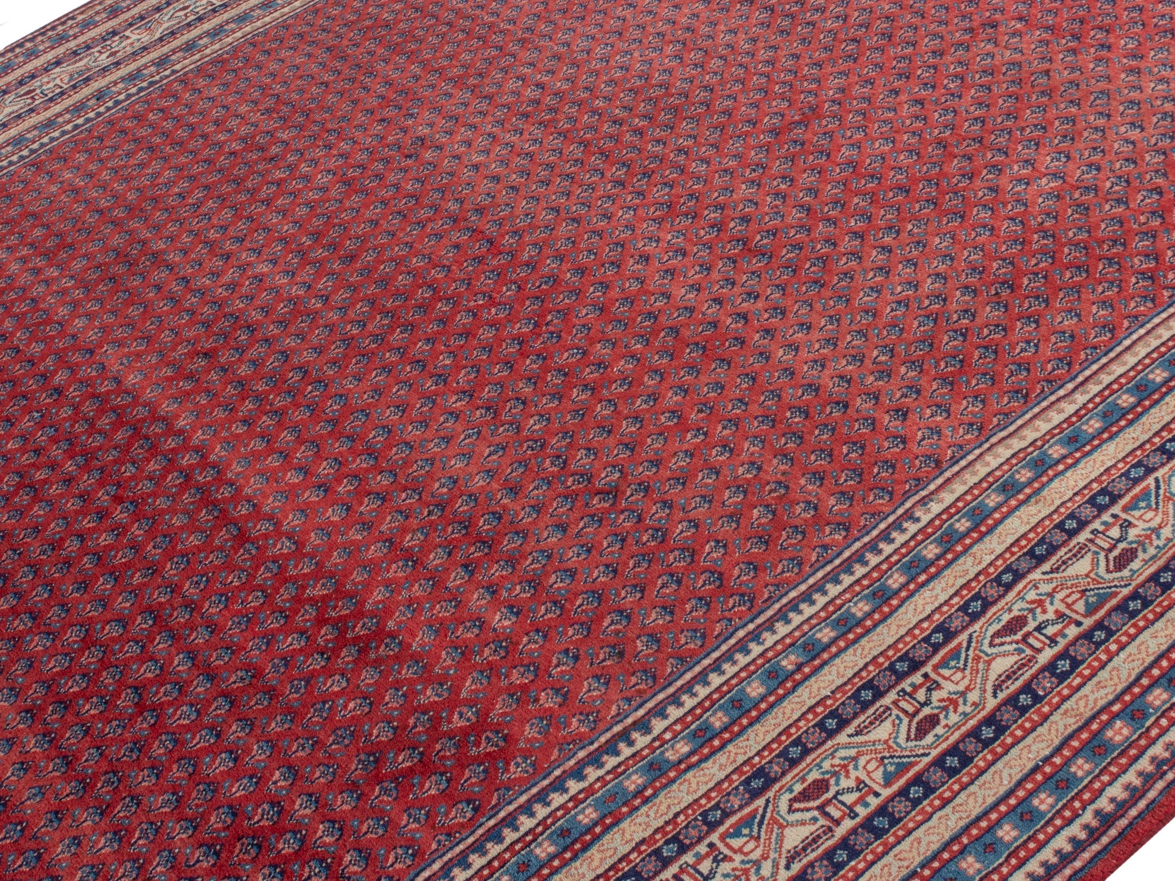 Persian Botteh oversized rug in burgundy and navy, view 4 of 23