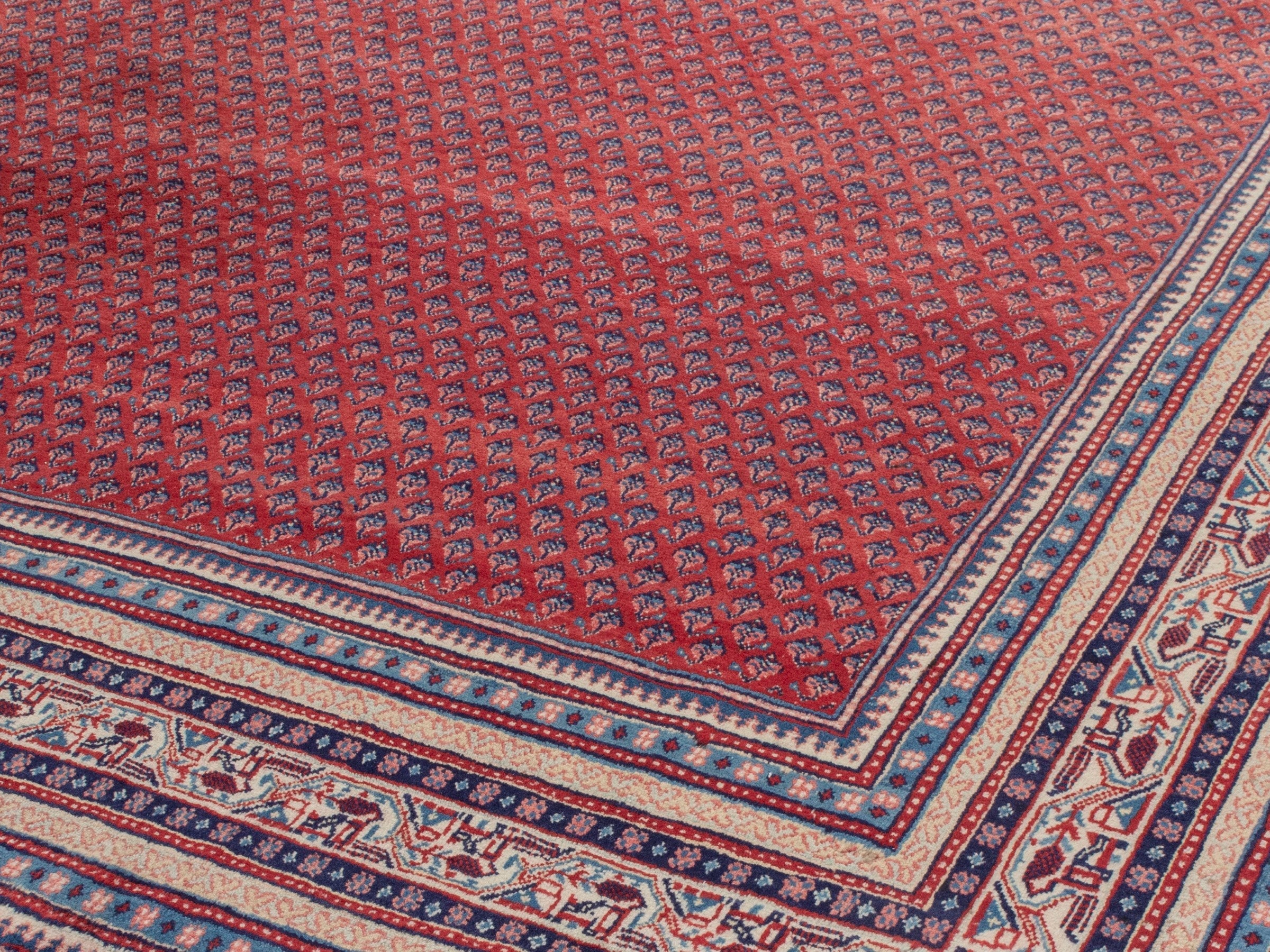 Persian Botteh oversized rug in burgundy and navy, view 5 of 23