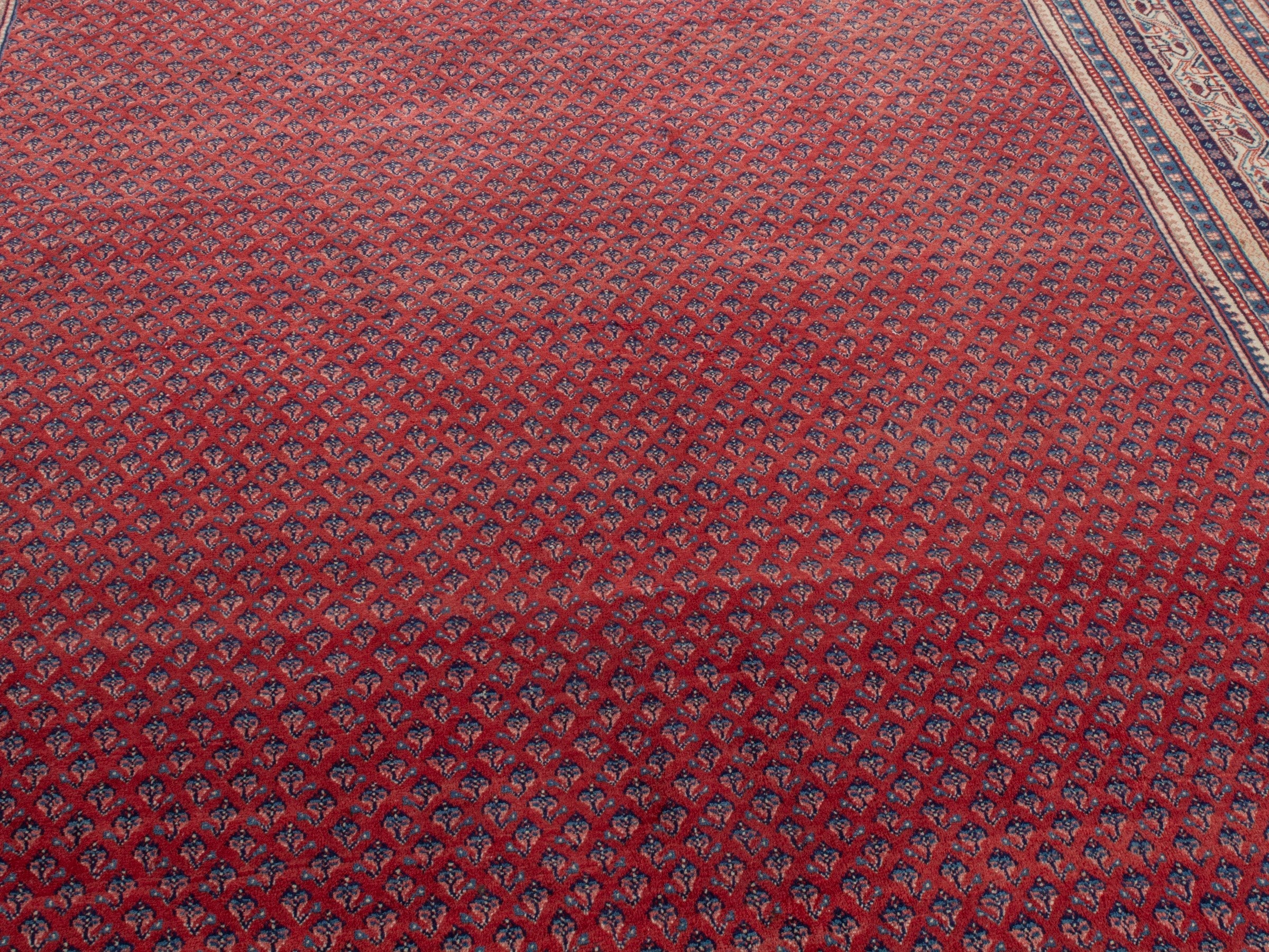Persian Botteh oversized rug in burgundy and navy, view 9 of 23