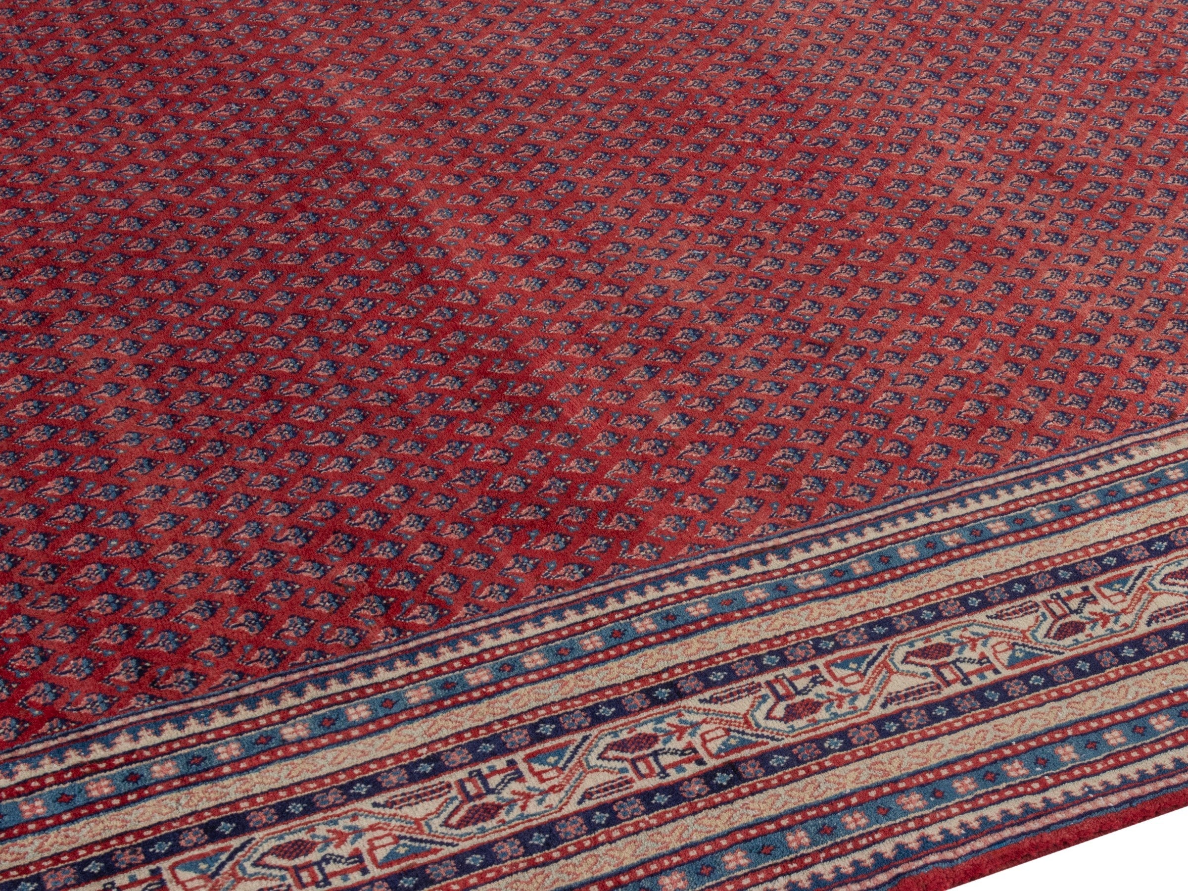 Persian Botteh oversized rug in burgundy and navy, view 6 of 23