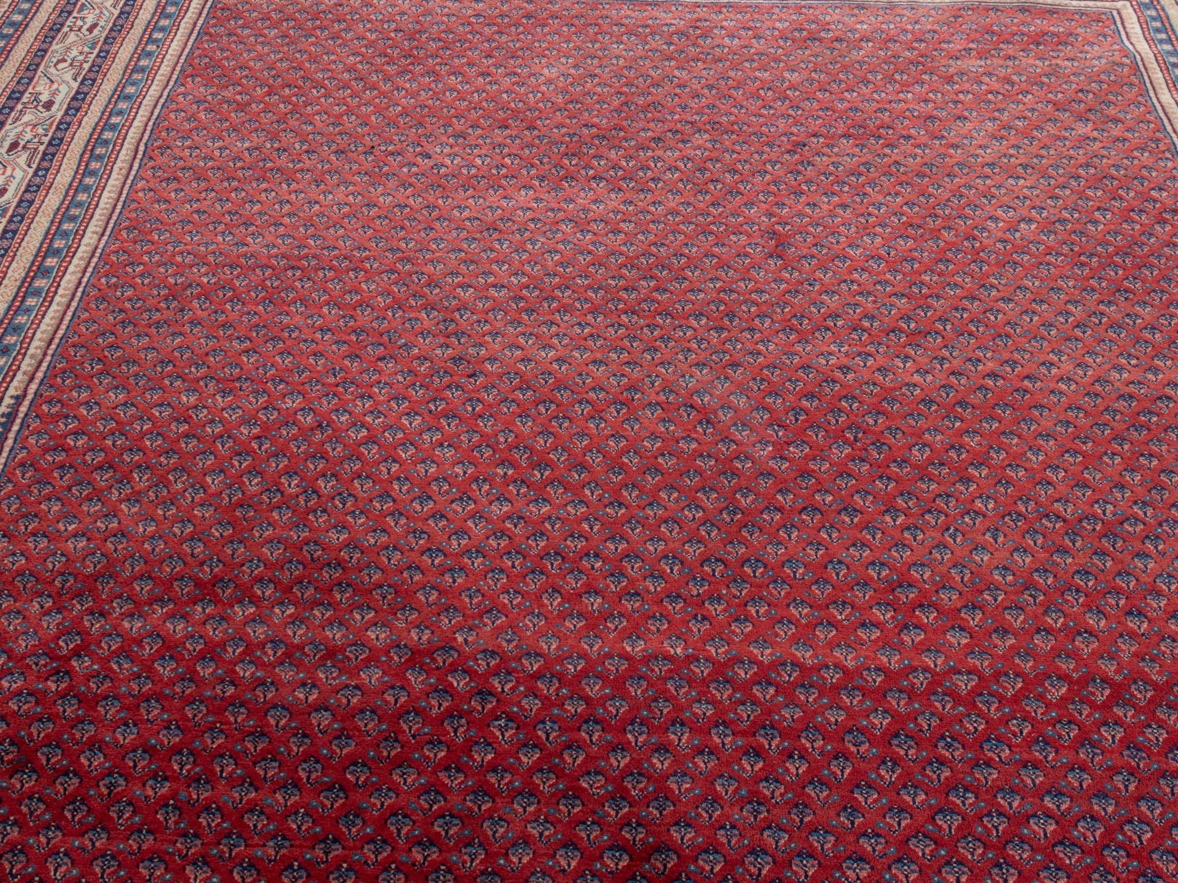 Persian Botteh oversized rug in burgundy and navy, view 7 of 23