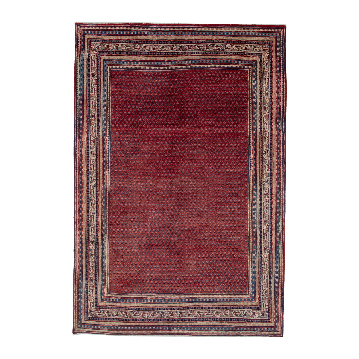 Persian Botteh oversized rug in burgundy and navy, 8' x 11'