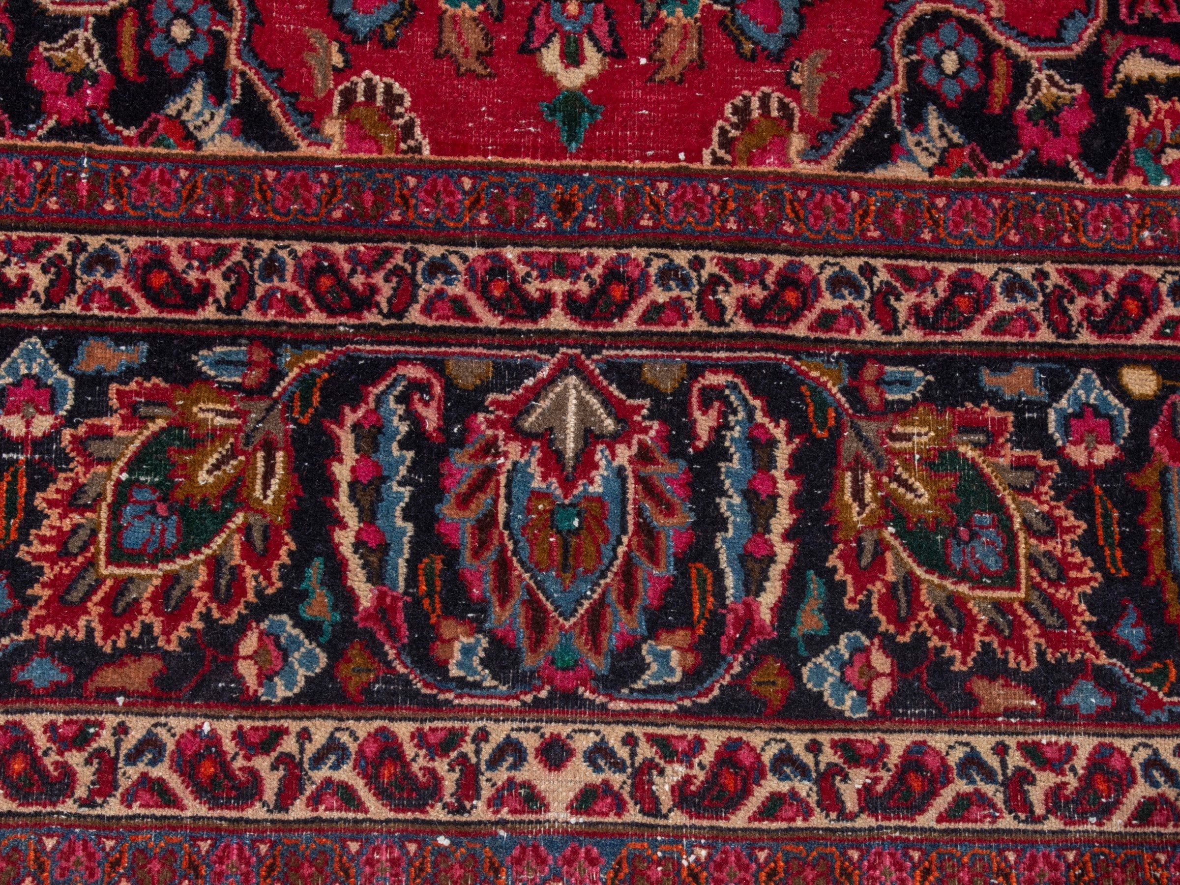 Persian Mashhad oversized rug in deep red and burgundy, view 11 of 26