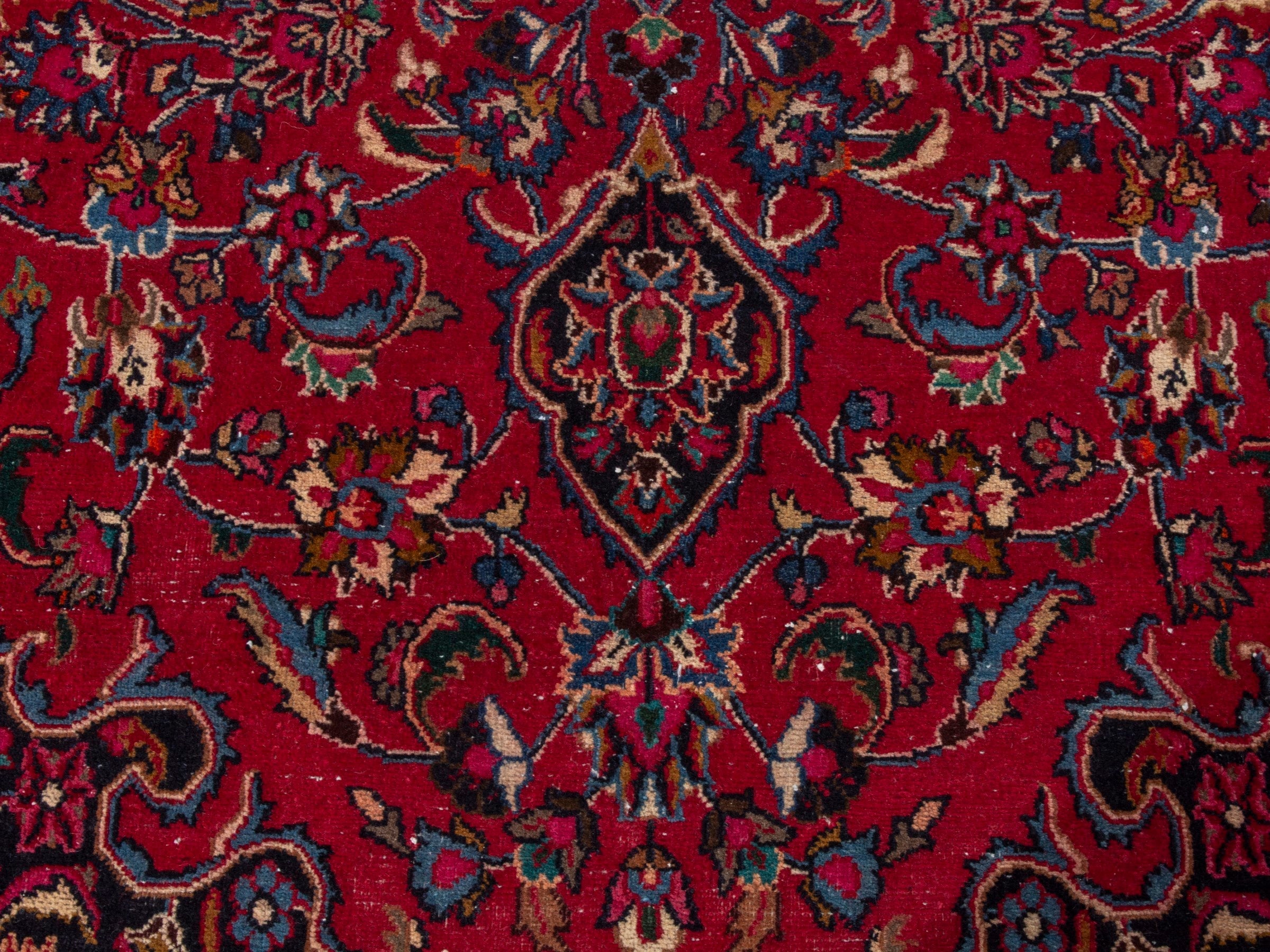 Persian Mashhad oversized rug in deep red and burgundy, view 12 of 26