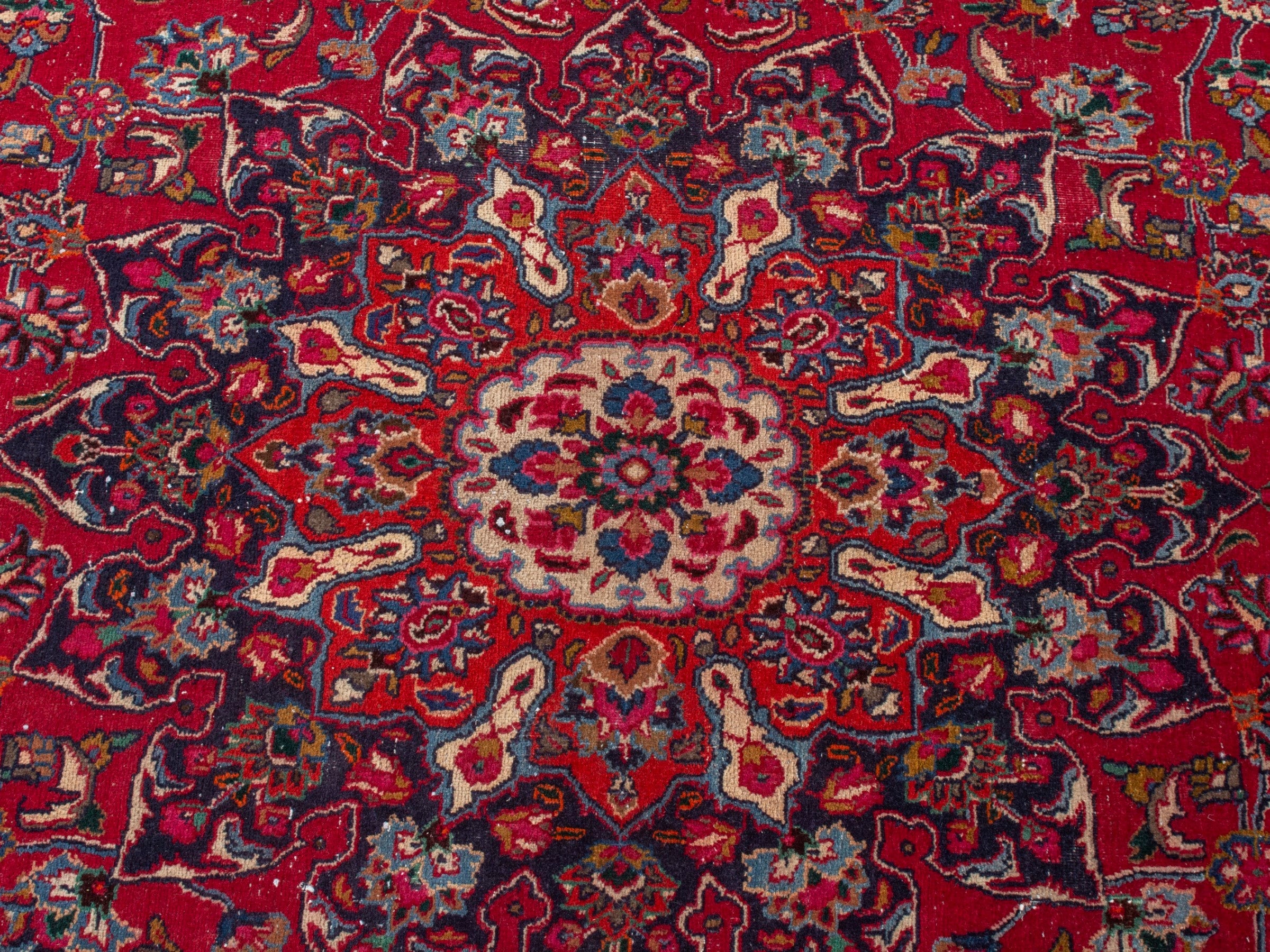 Persian Mashhad oversized rug in deep red and burgundy, view 13 of 26