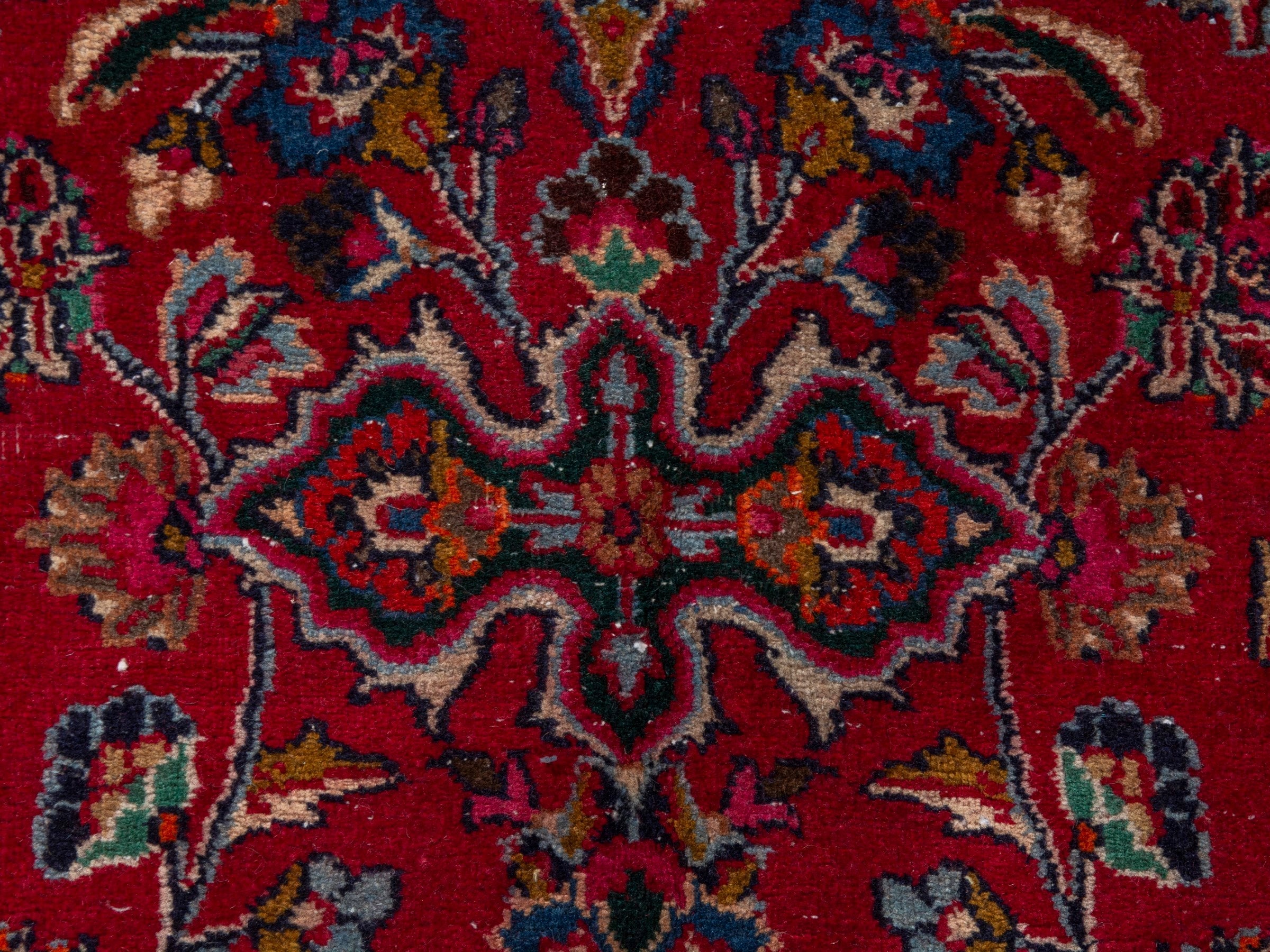 Persian Mashhad oversized rug in deep red and burgundy, view 15 of 26