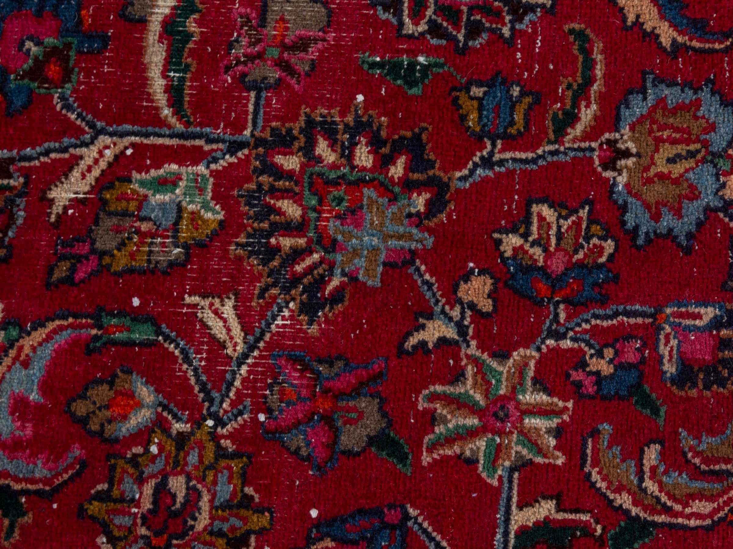 Persian Mashhad oversized rug in deep red and burgundy, view 16 of 26