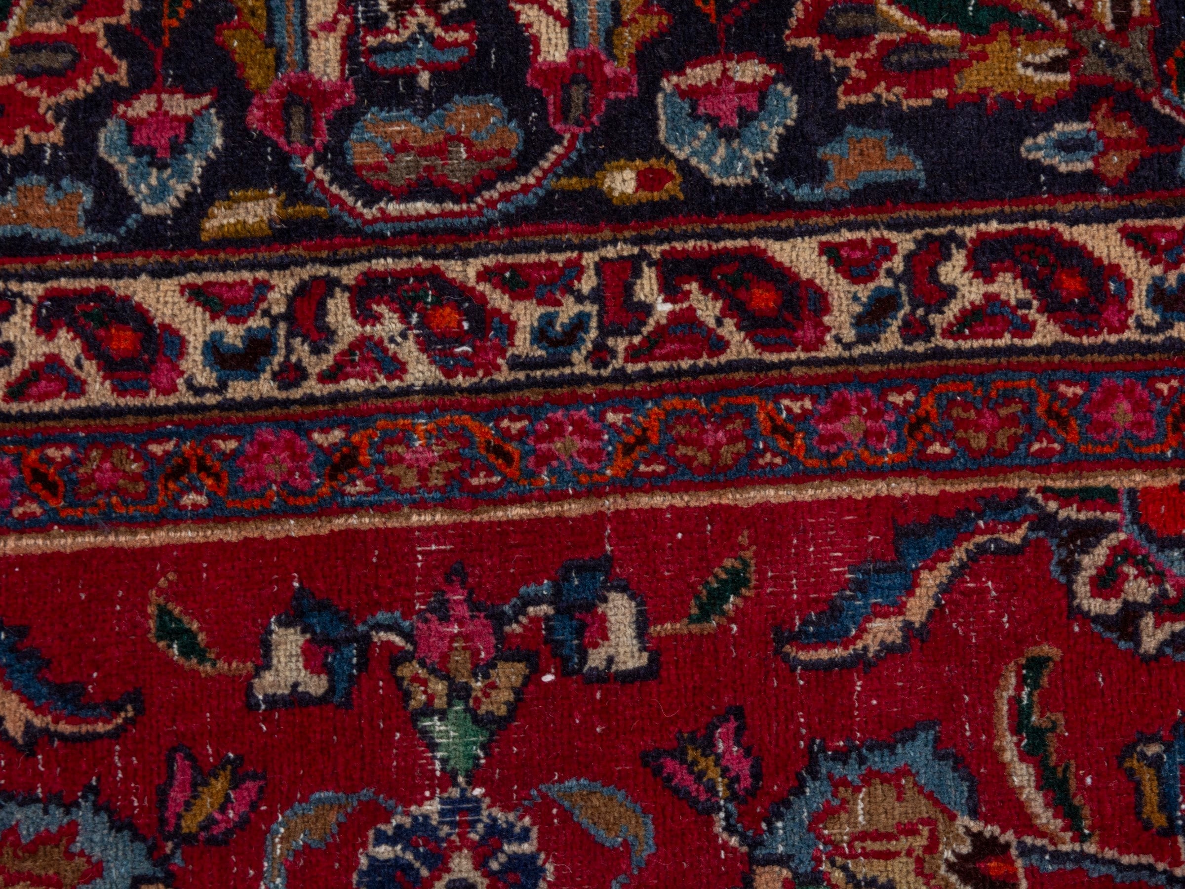 Persian Mashhad oversized rug in deep red and burgundy, view 17 of 26