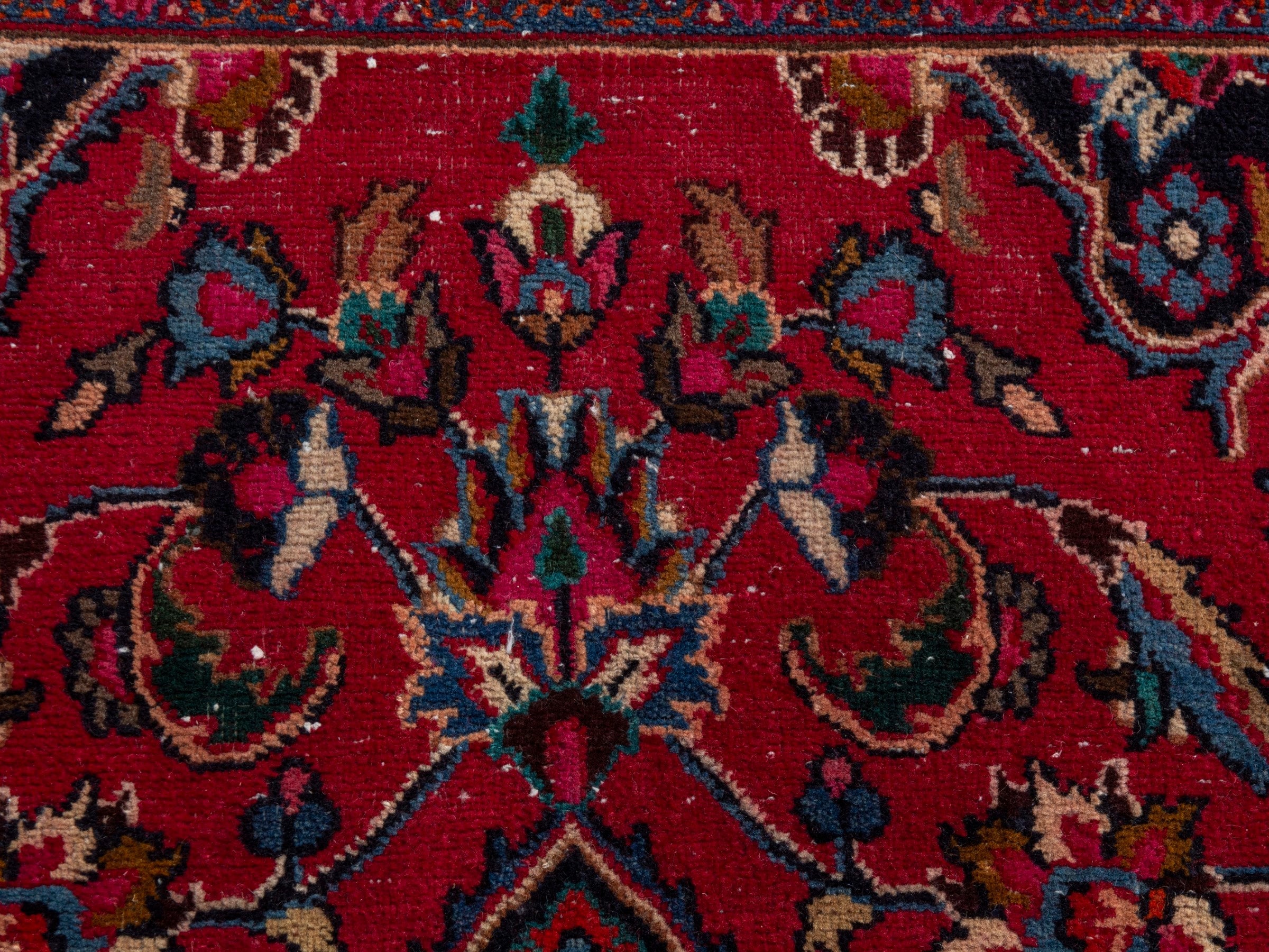 Persian Mashhad oversized rug in deep red and burgundy, view 18 of 26