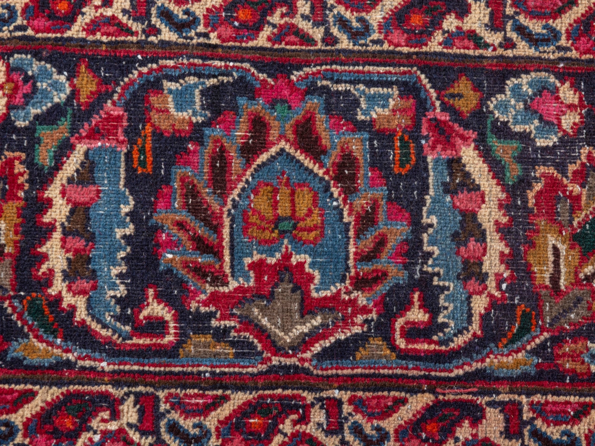 Persian Mashhad oversized rug in deep red and burgundy, view 19 of 26