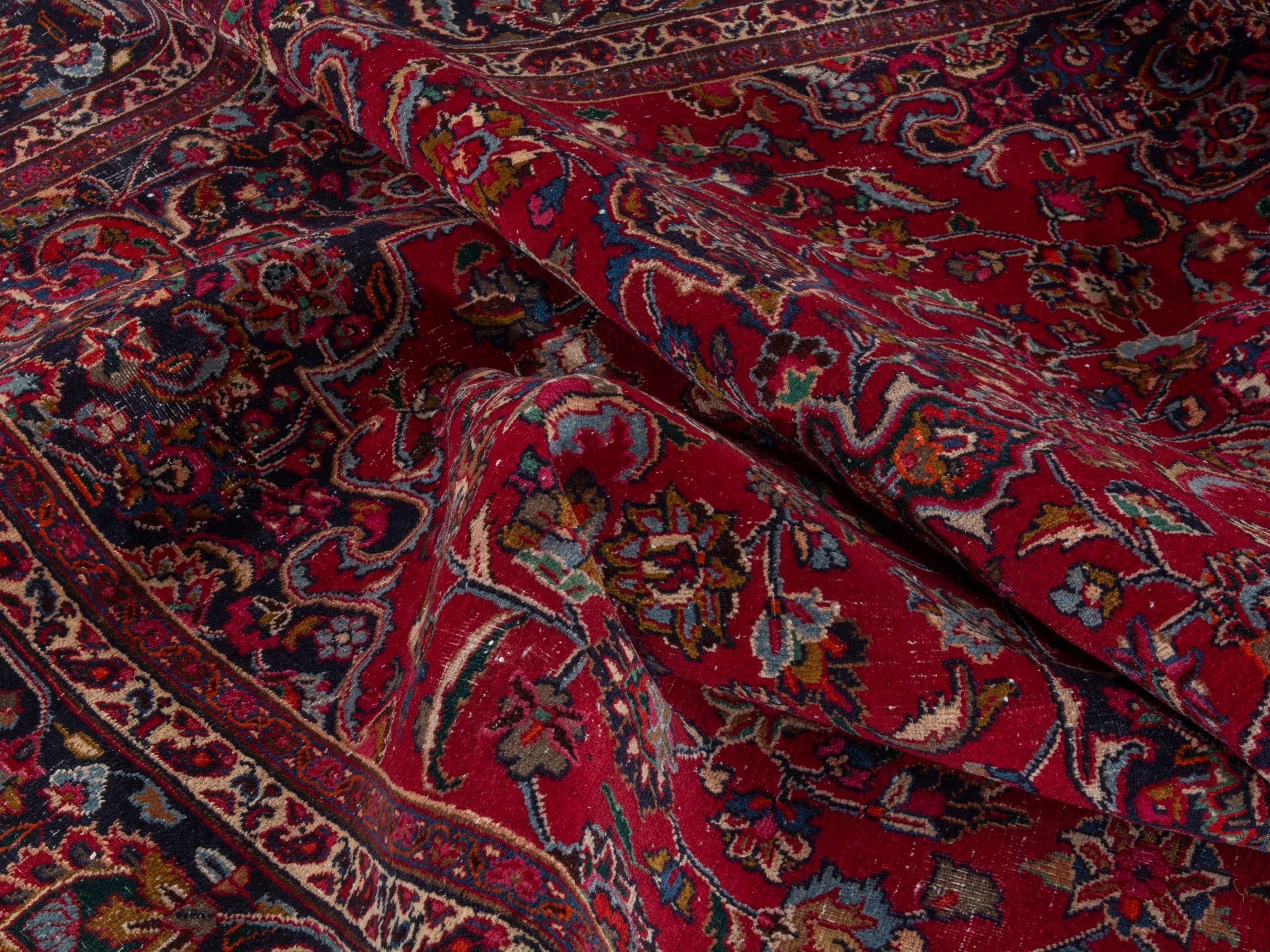 Persian Mashhad oversized rug in deep red and burgundy, view 21 of 26