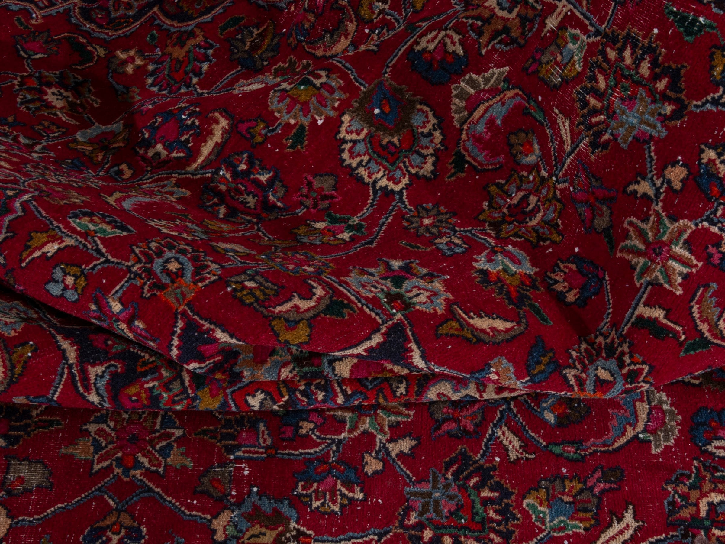 Persian Mashhad oversized rug in deep red and burgundy, view 22 of 26