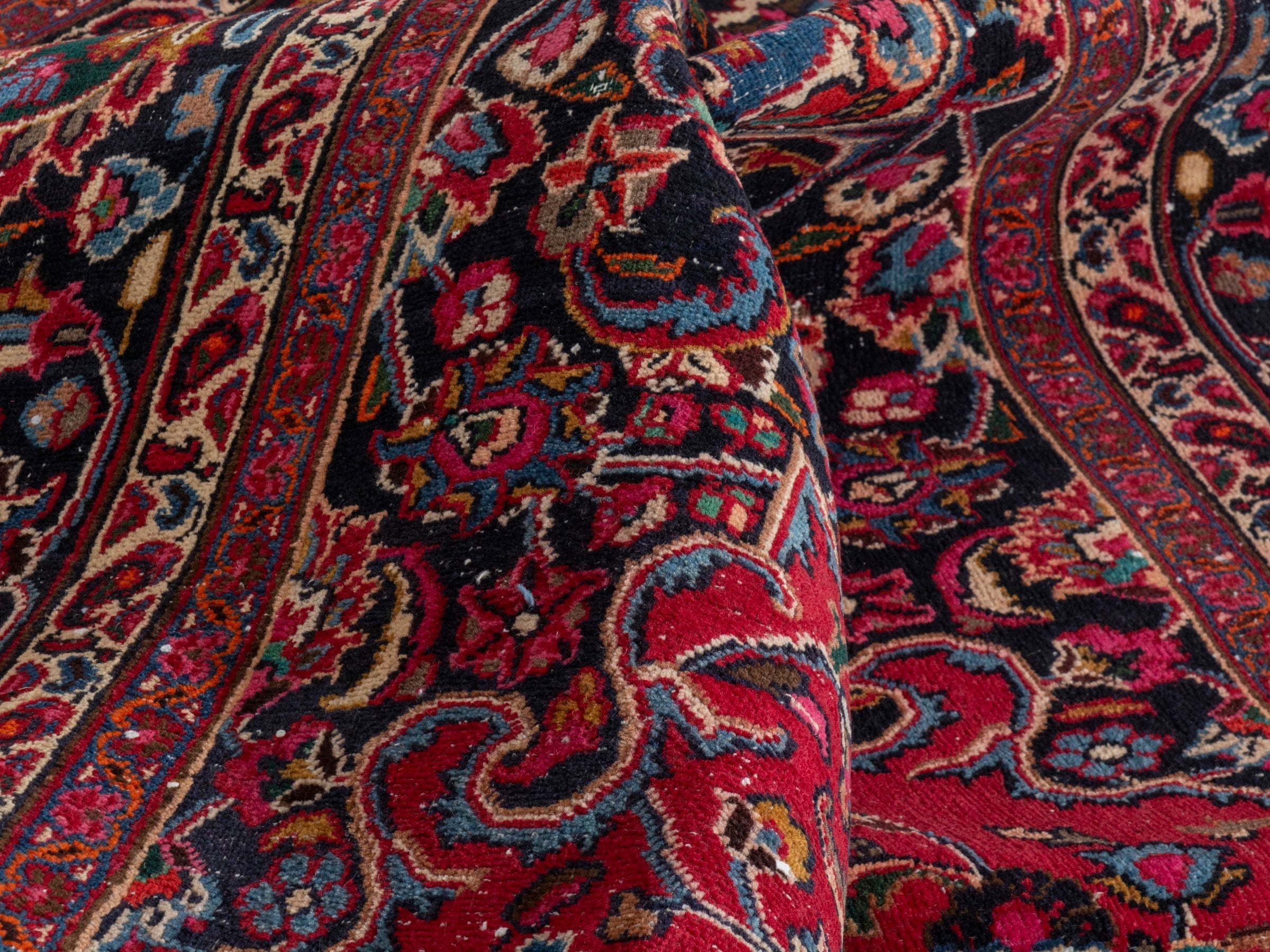 Persian Mashhad oversized rug in deep red and burgundy, view 23 of 26